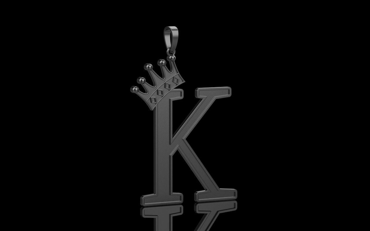 Letter K pendant 3D print model_37