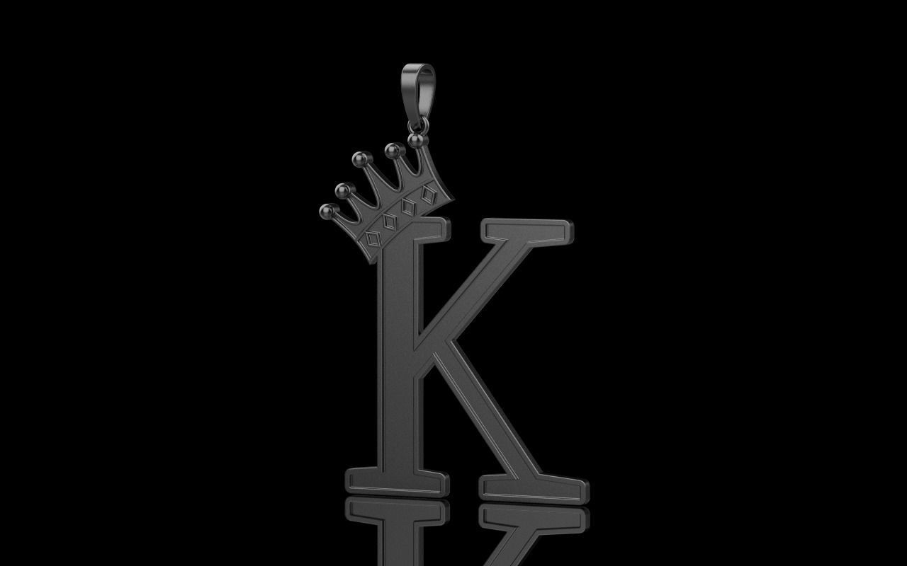 Letter K pendant 3D print model_21