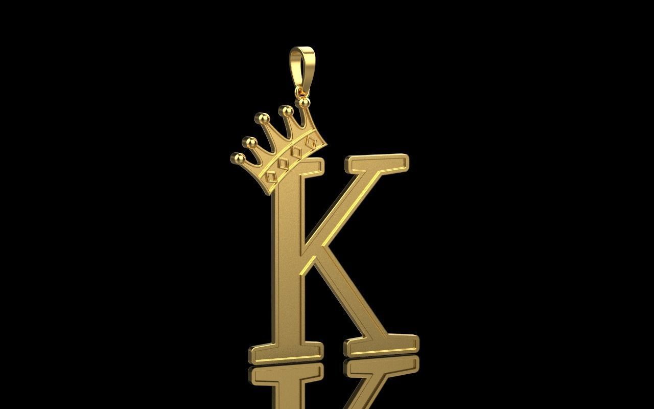 Letter K pendant 3D print model_39