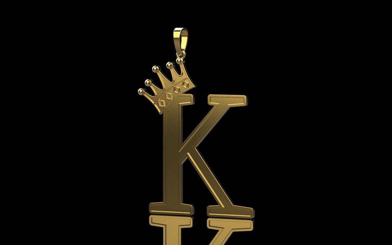 Letter K pendant 3D print model_24