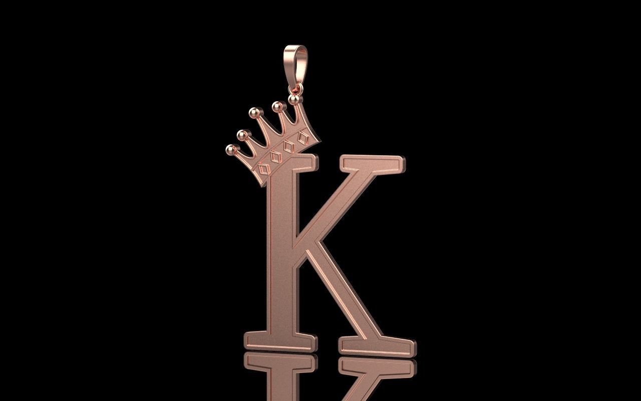 Letter K pendant 3D print model_20