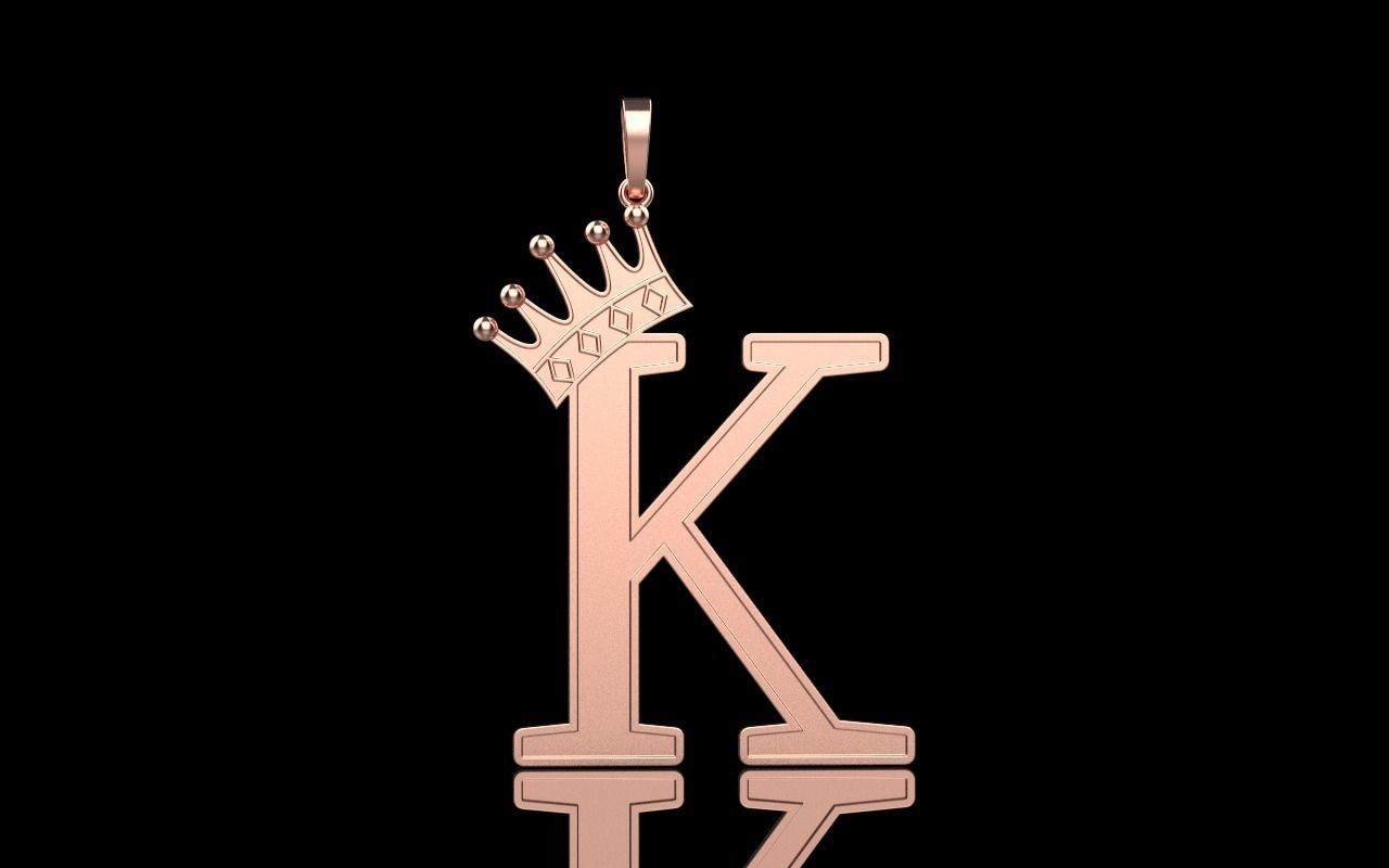 Letter K pendant 3D print model_29