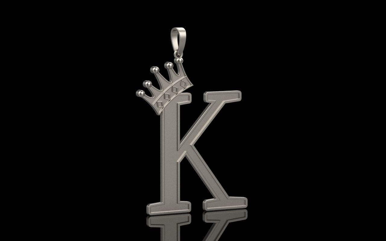 Letter K pendant 3D print model_35