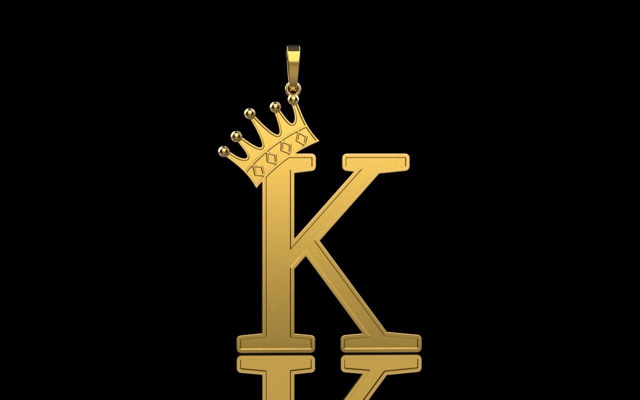 Letter K pendant 3D print model_26