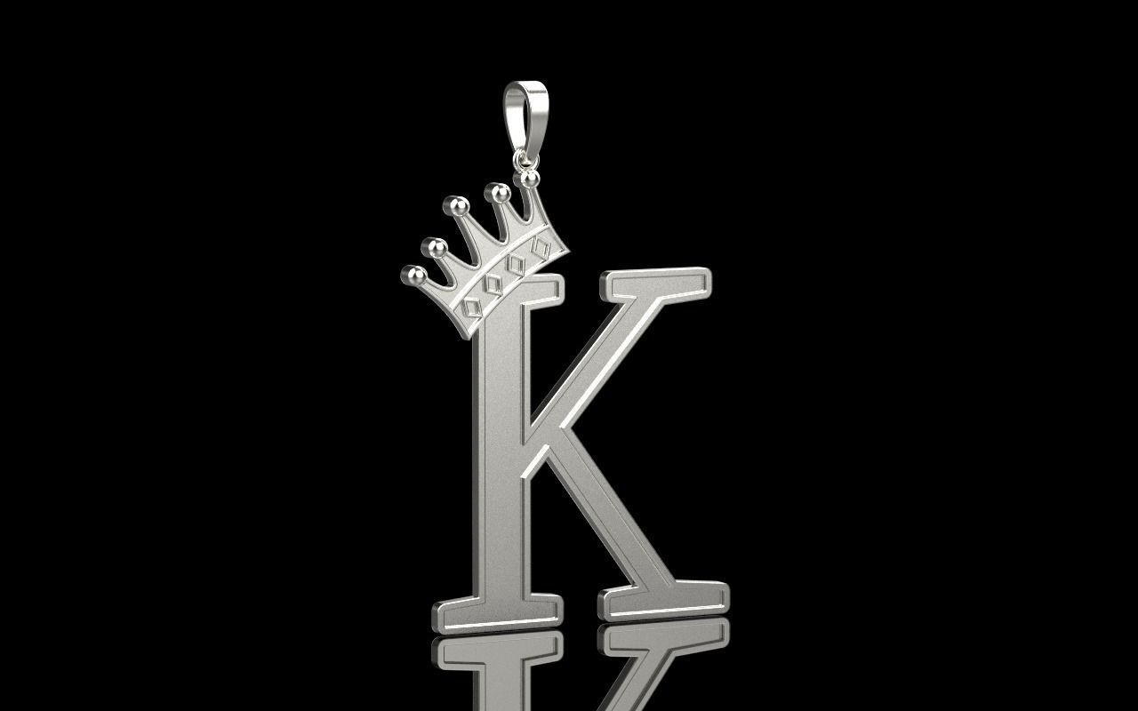 Letter K pendant 3D print model_38