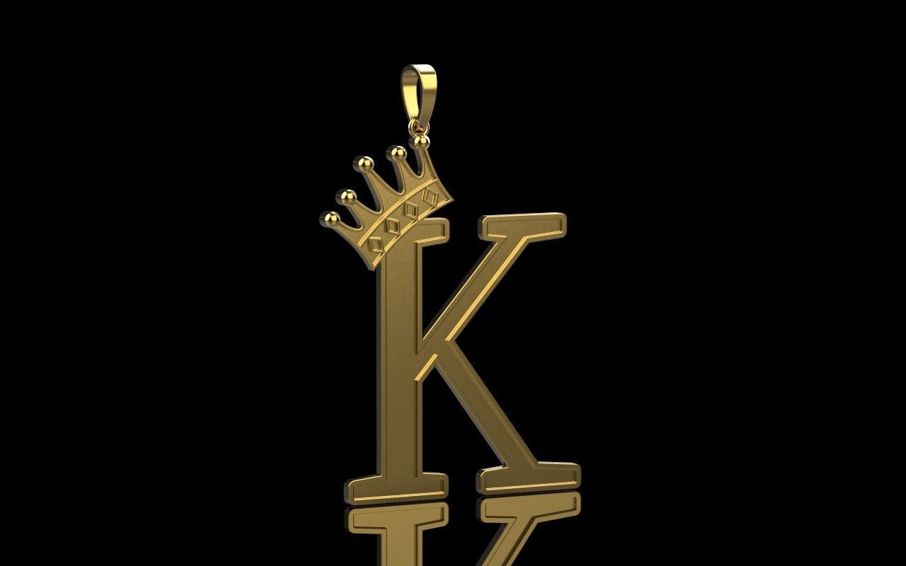 Letter K pendant 3D print model_41