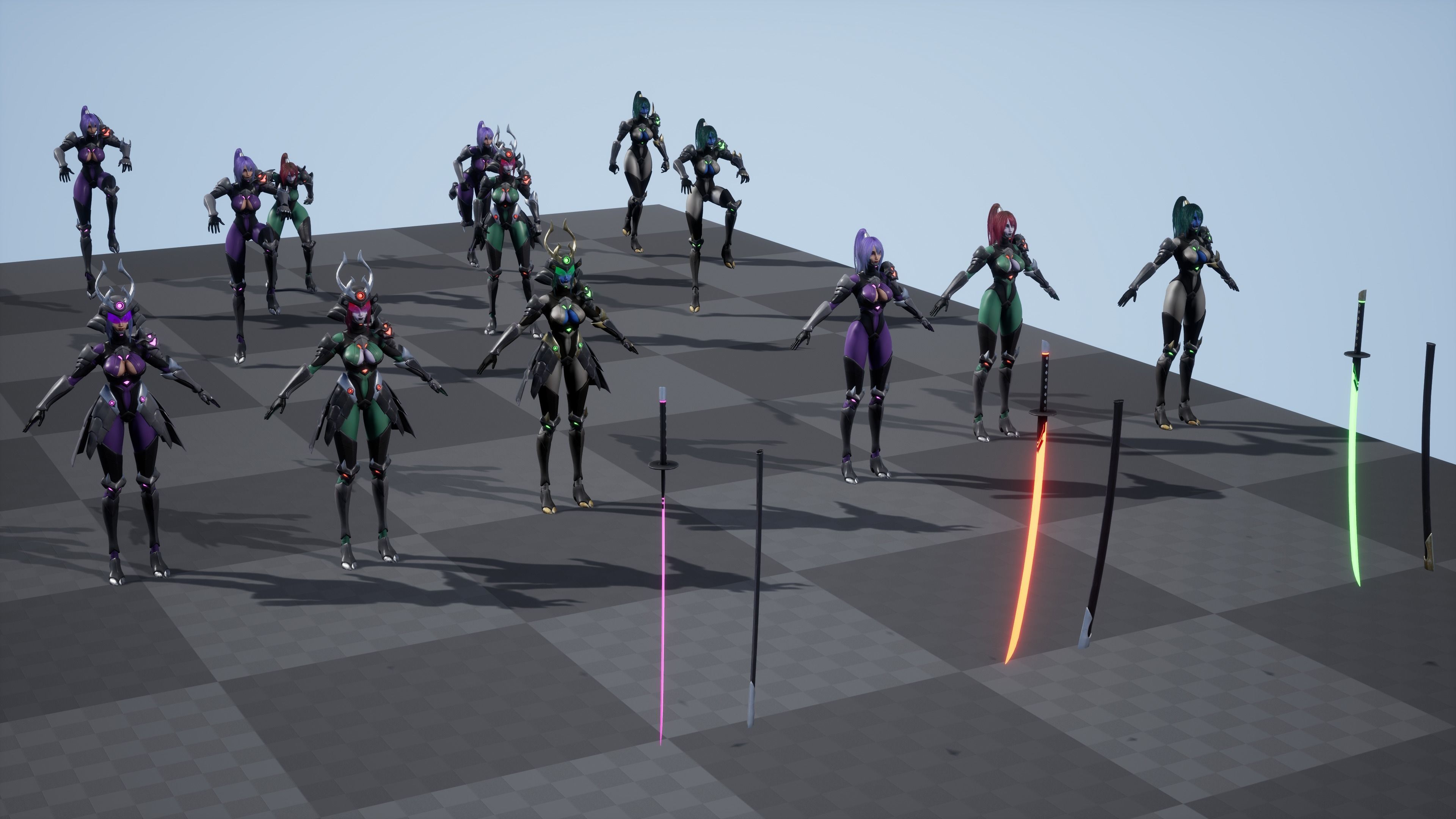 Cyber Ninja Girl - Game Ready Low-poly 3D model_7