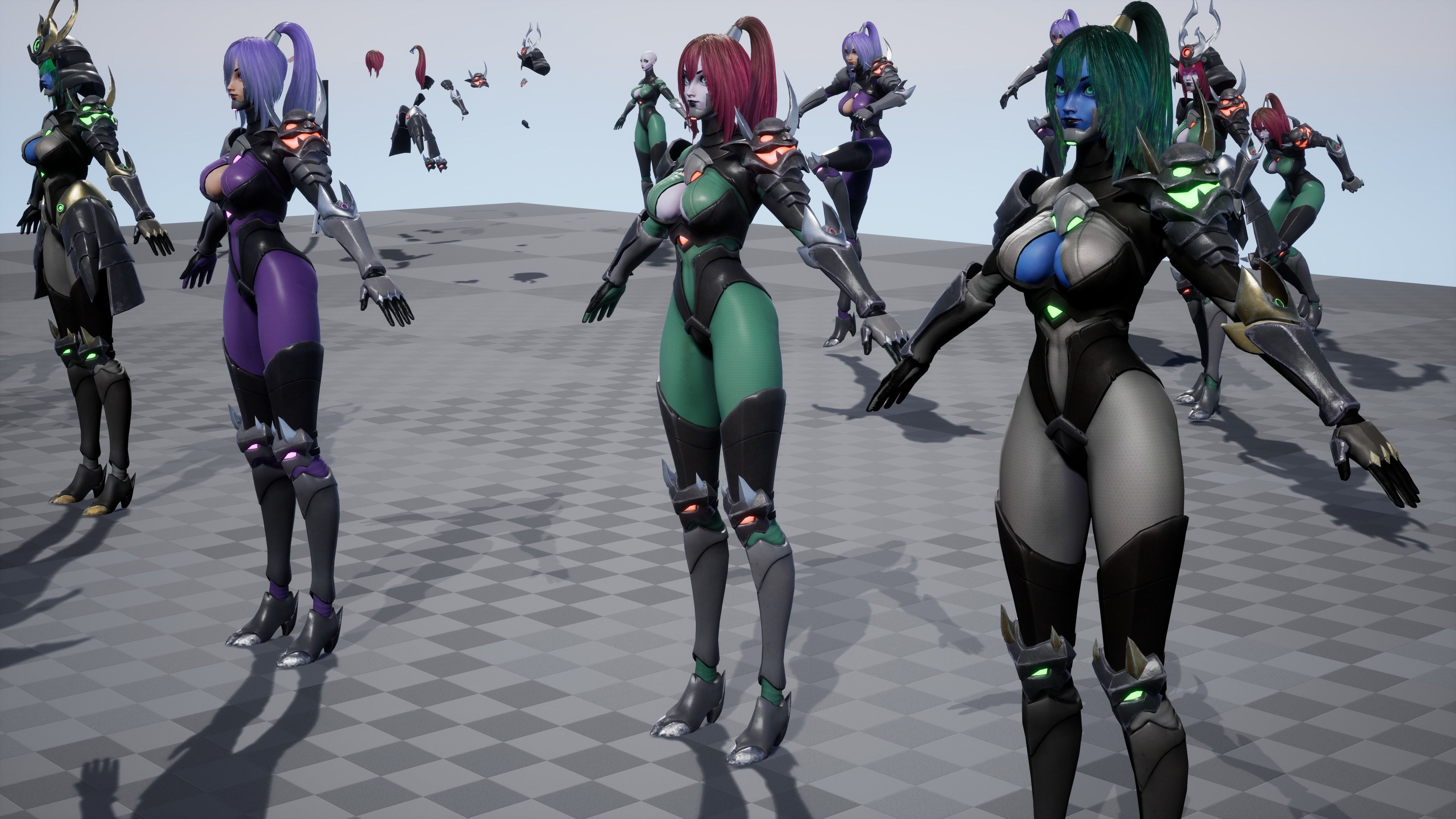 Cyber Ninja Girl - Game Ready Low-poly 3D model_11