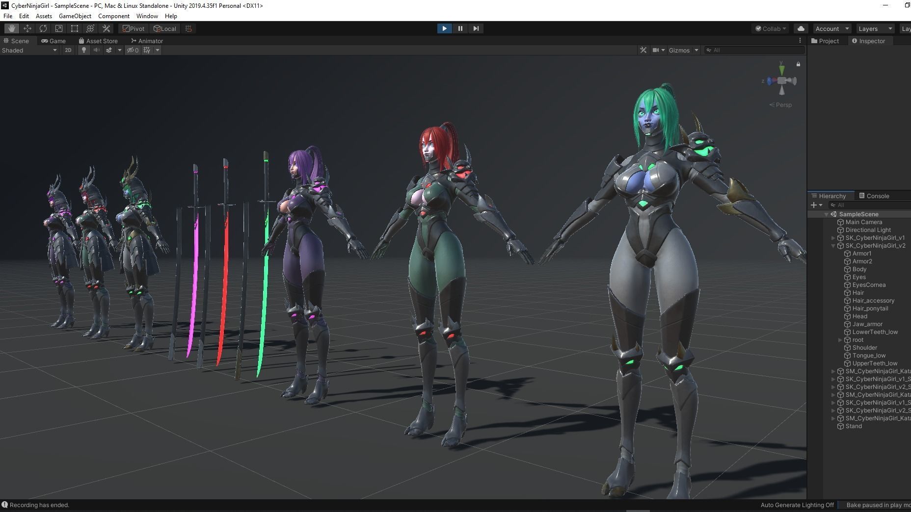 Cyber Ninja Girl - Game Ready Low-poly 3D model_14