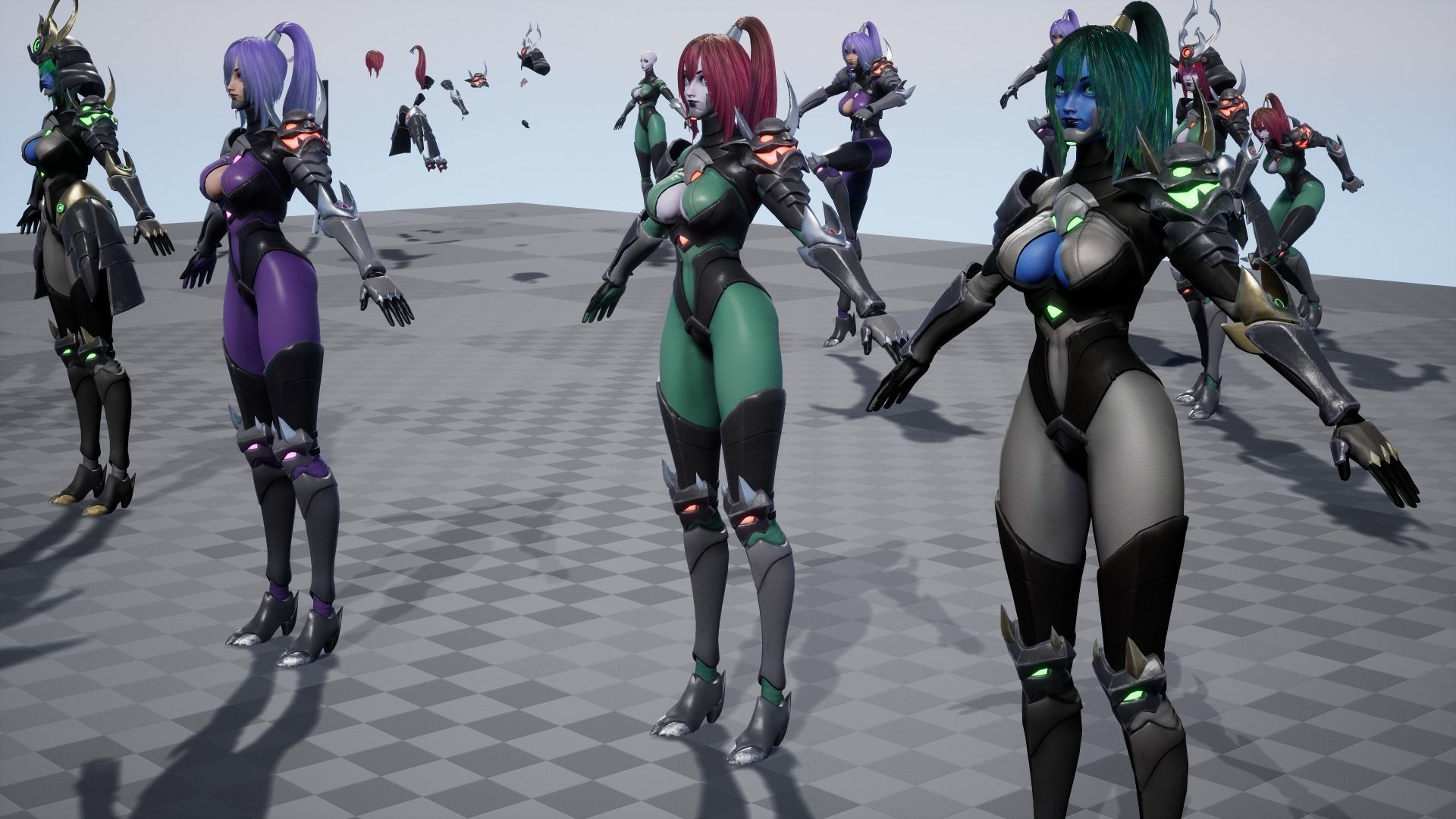 Cyber Ninja Girl - Game Ready Low-poly 3D model_10