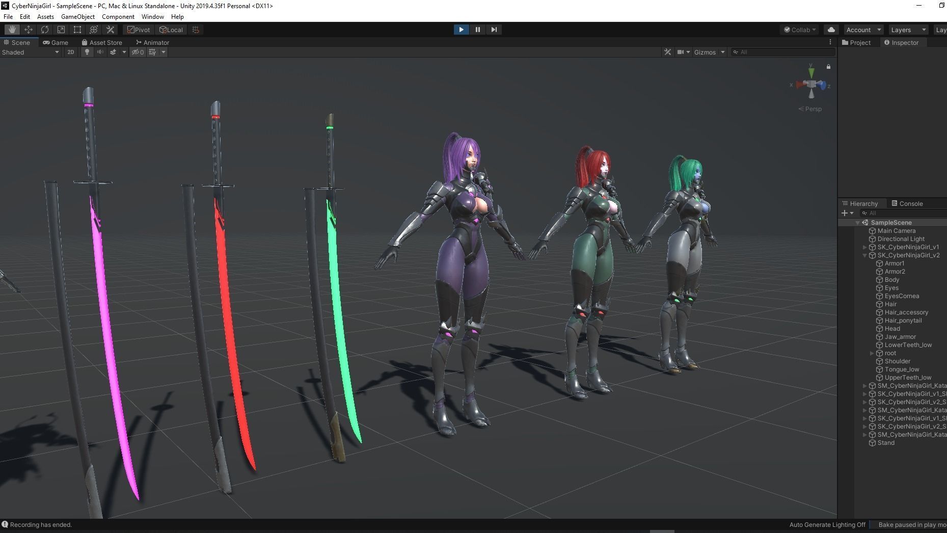 Cyber Ninja Girl - Game Ready Low-poly 3D model_13