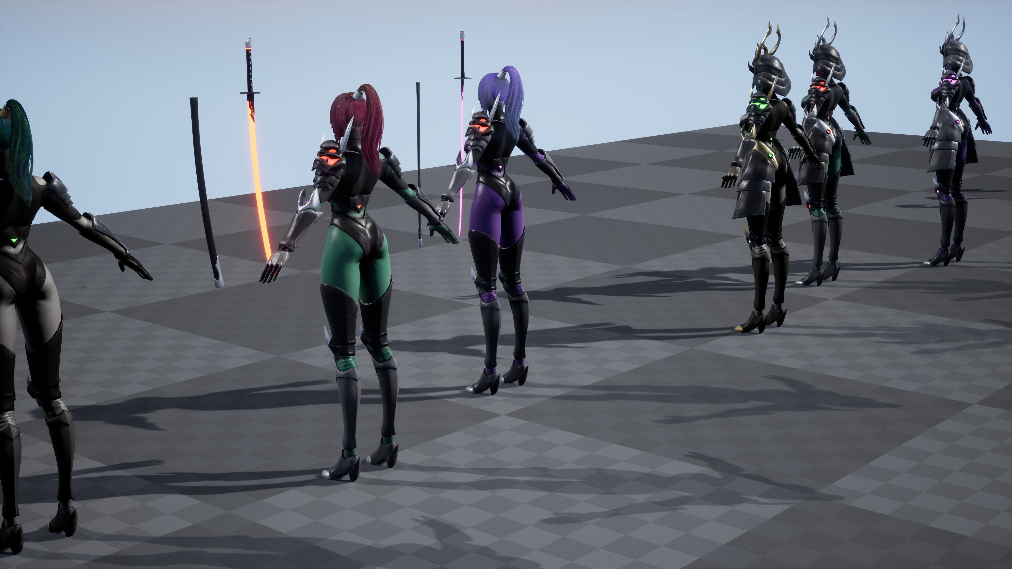 Cyber Ninja Girl - Game Ready Low-poly 3D model_12