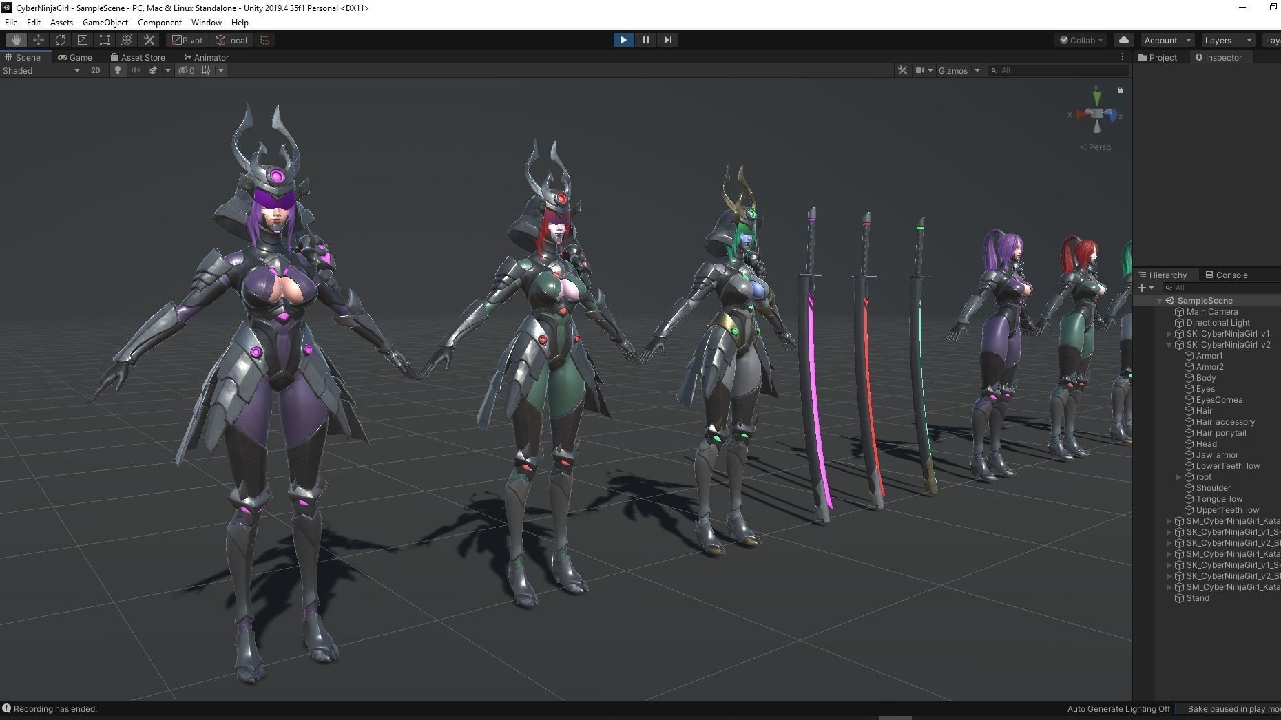 Cyber Ninja Girl - Game Ready Low-poly 3D model_17