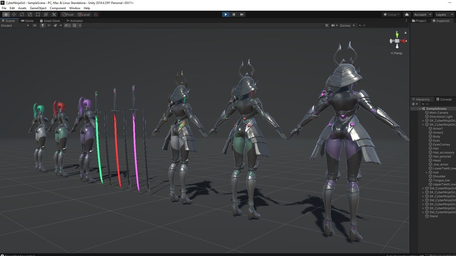 Cyber Ninja Girl - Game Ready Low-poly 3D model_16