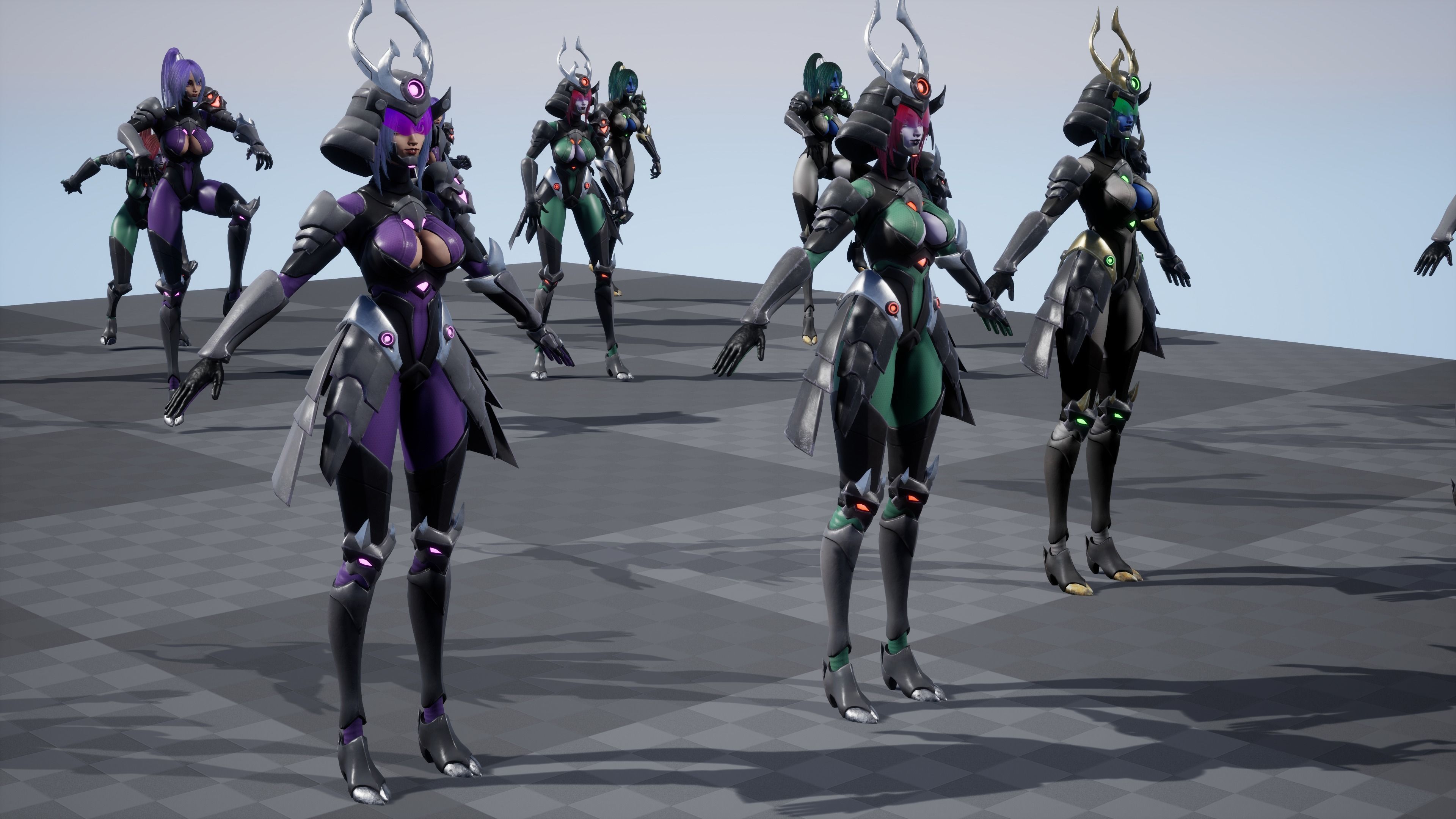 Cyber Ninja Girl - Game Ready Low-poly 3D model_8