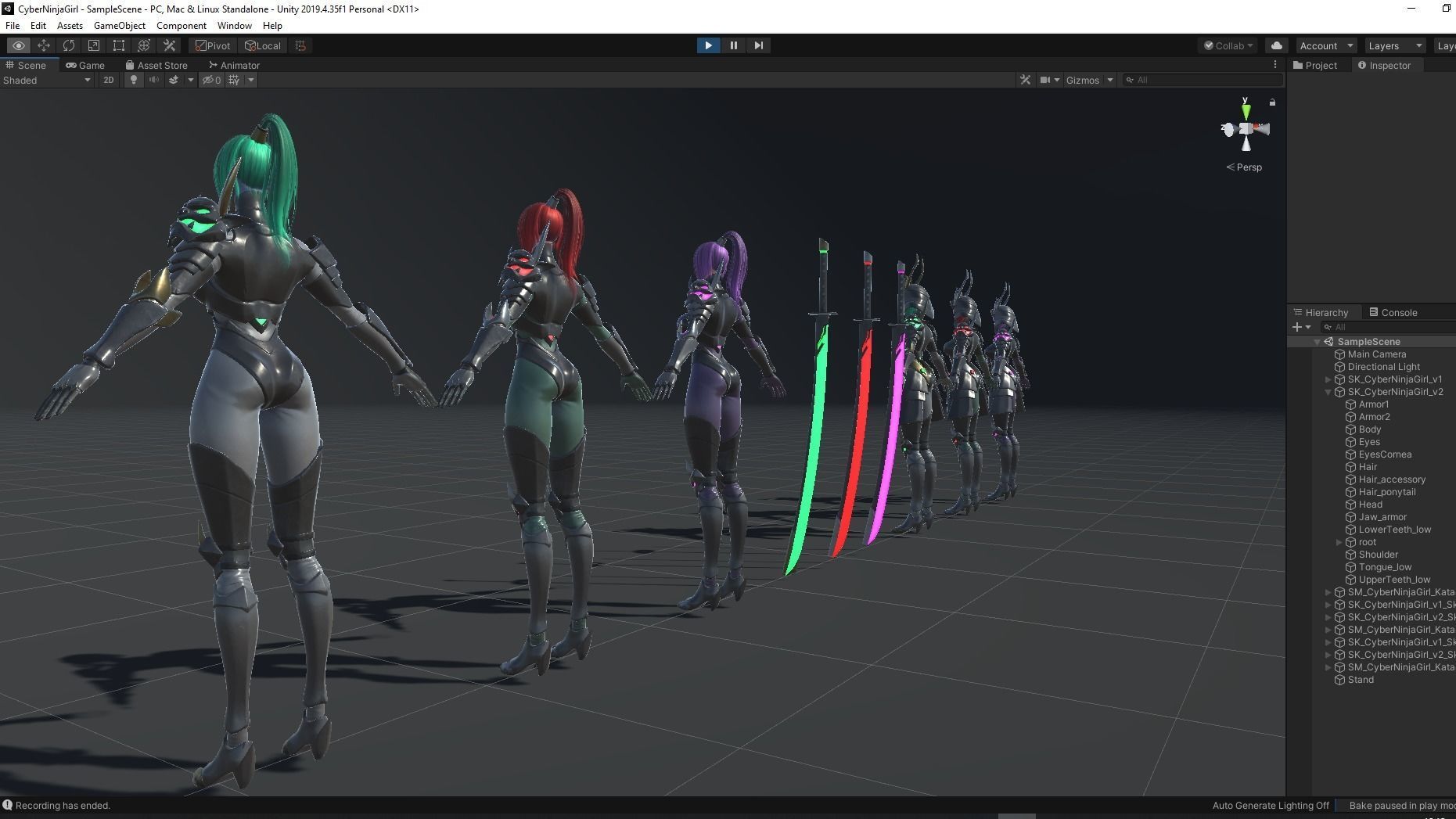 Cyber Ninja Girl - Game Ready Low-poly 3D model_15