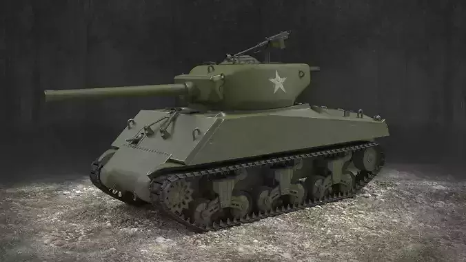 M4A3E2 Sherman Jumbo  Low-poly 3D model
