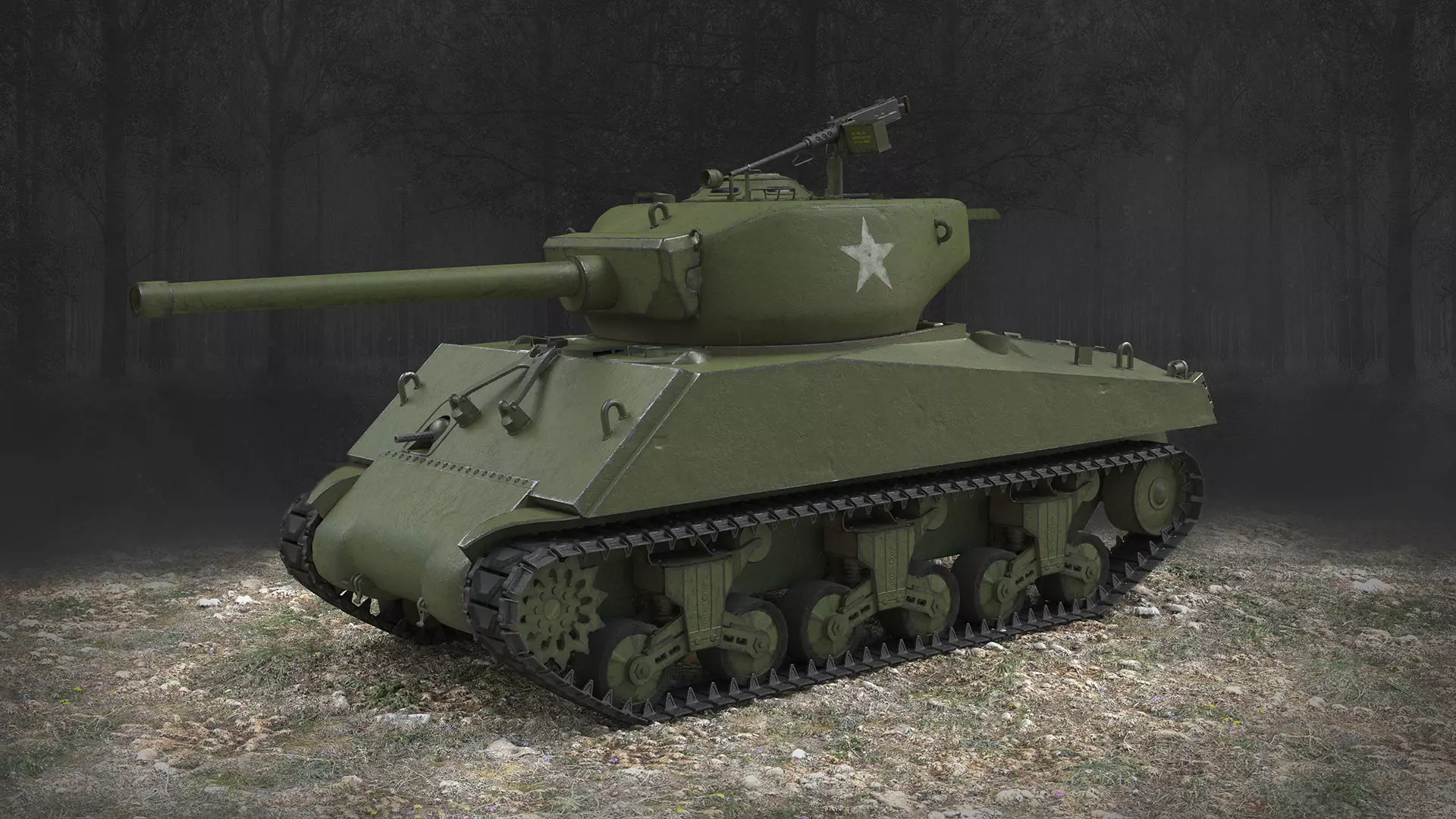 M4A3E2 Sherman Jumbo  Low-poly 3D model_0