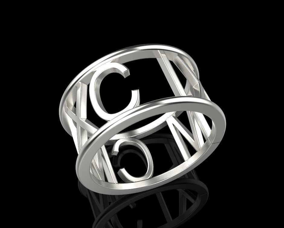 jewelry ring 1999 M CM XC IX 3D print model_10