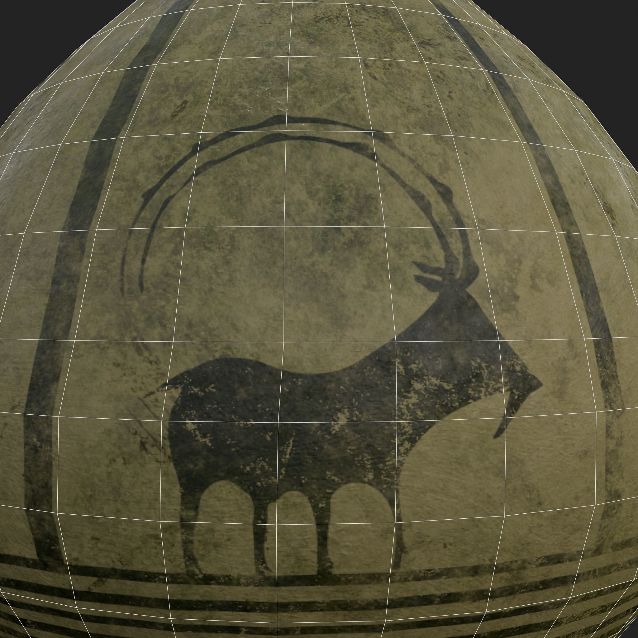 Storage Jar with Mountain Goats Low-poly 3D model_16