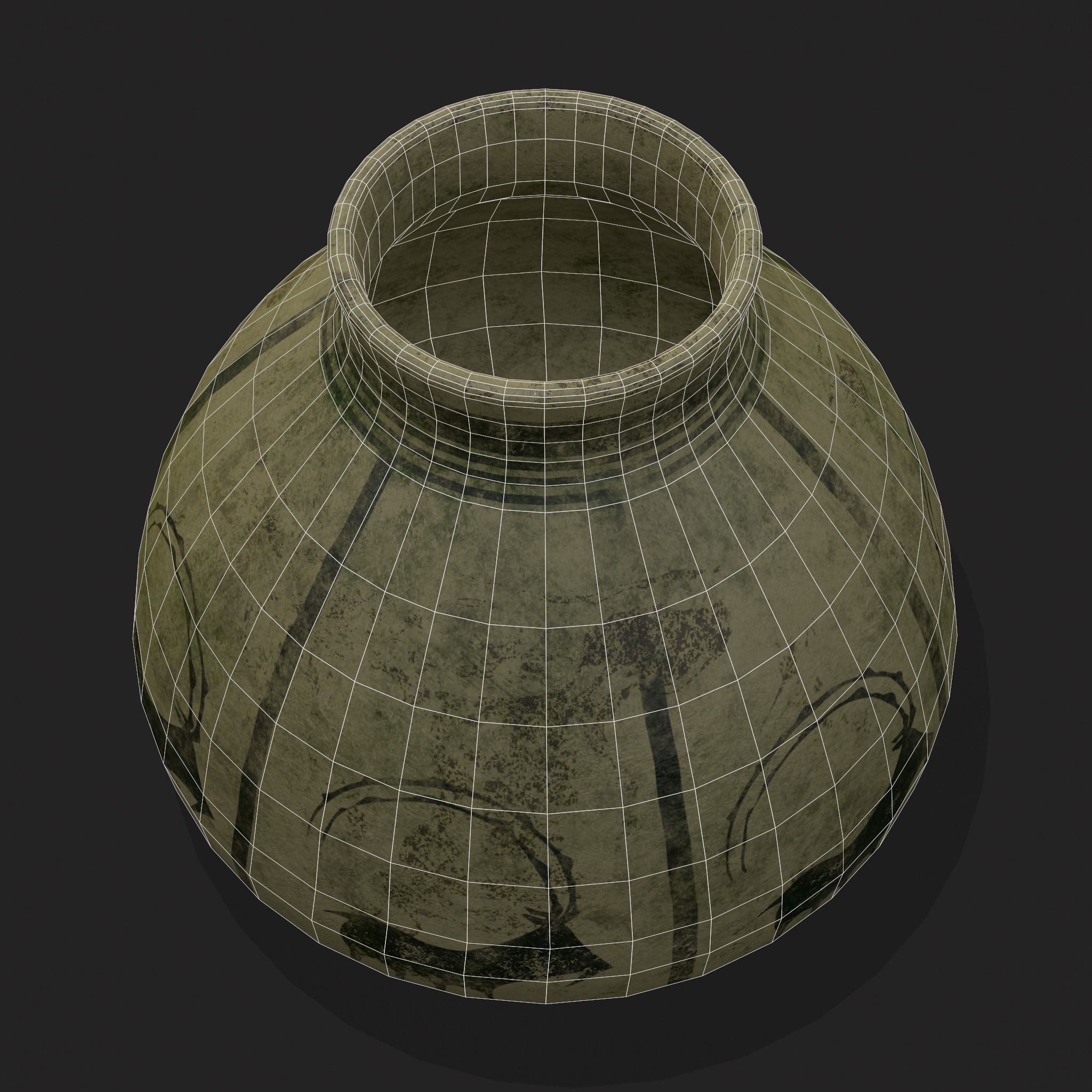 Storage Jar with Mountain Goats Low-poly 3D model_12