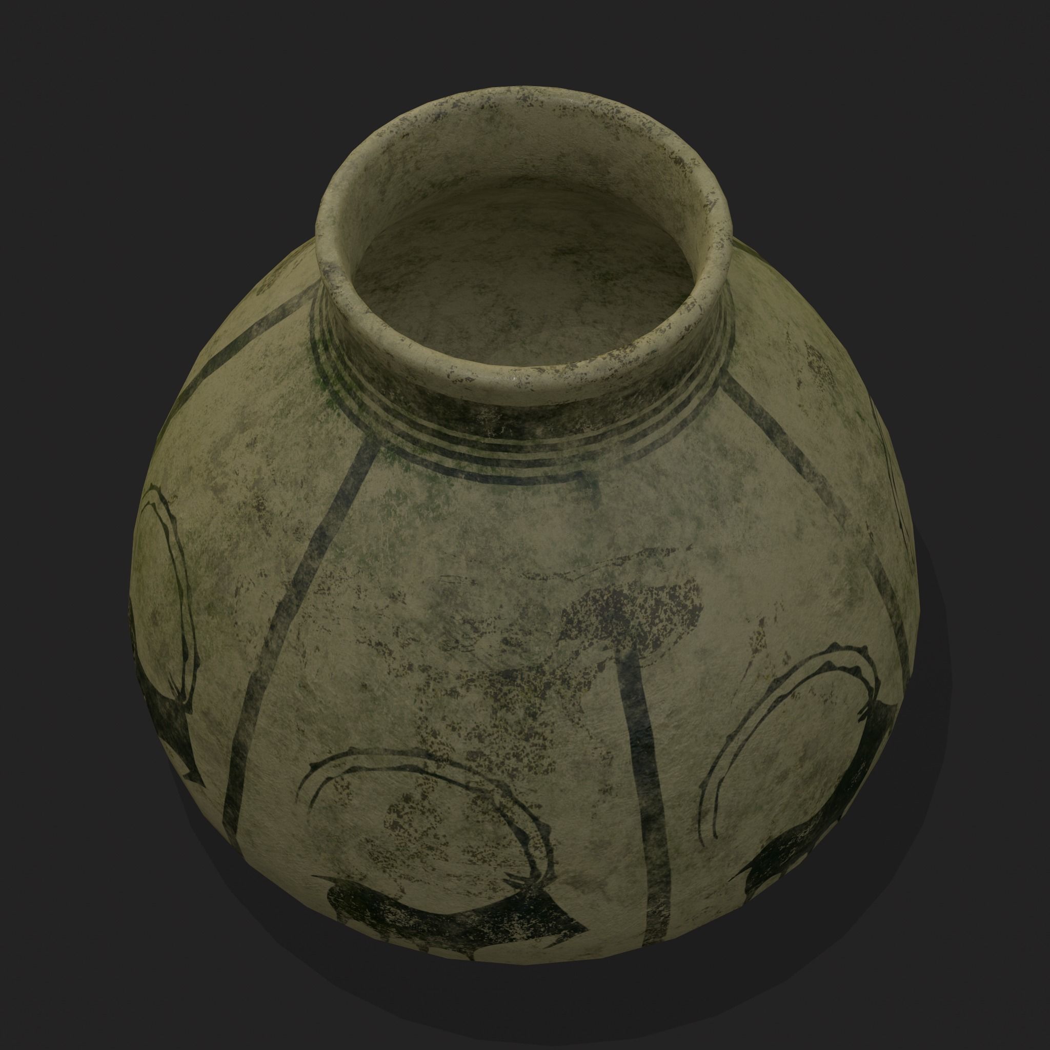 Storage Jar with Mountain Goats Low-poly 3D model_11