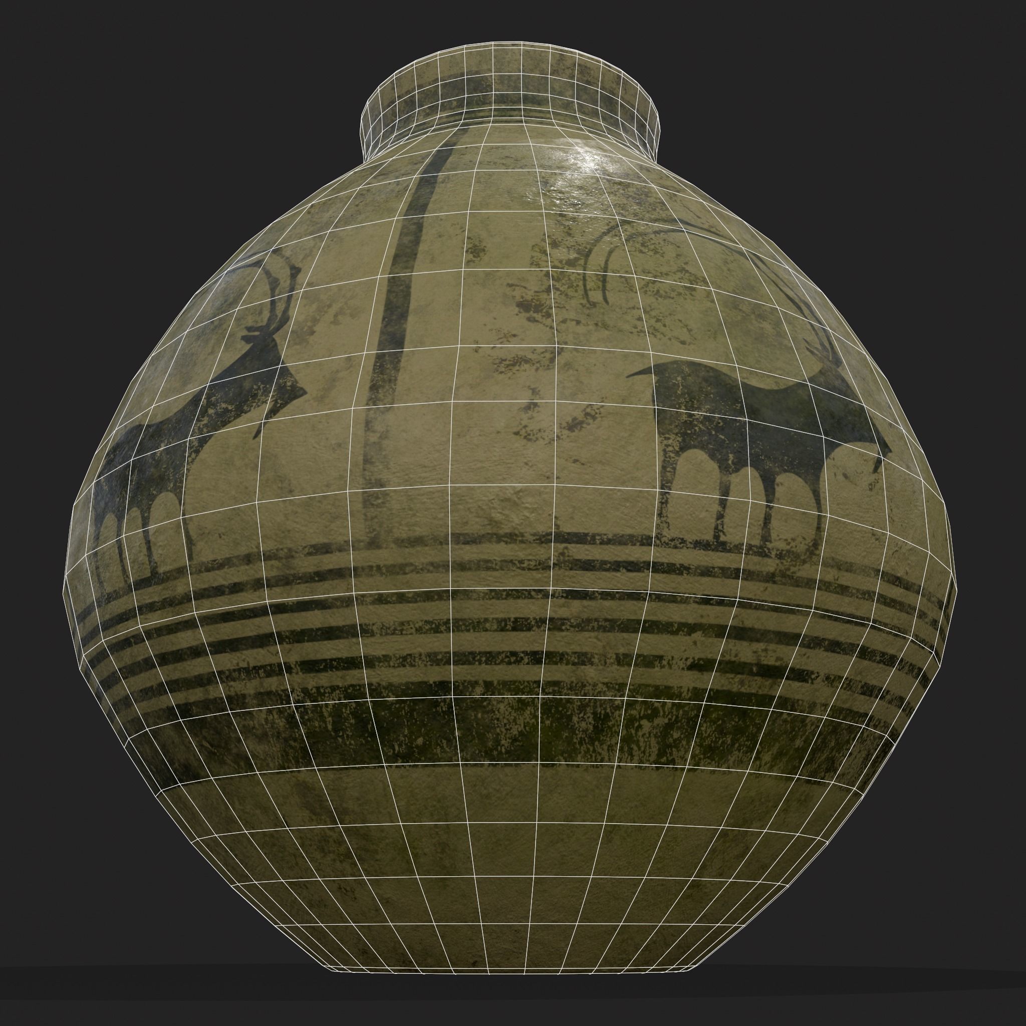 Storage Jar with Mountain Goats Low-poly 3D model_18