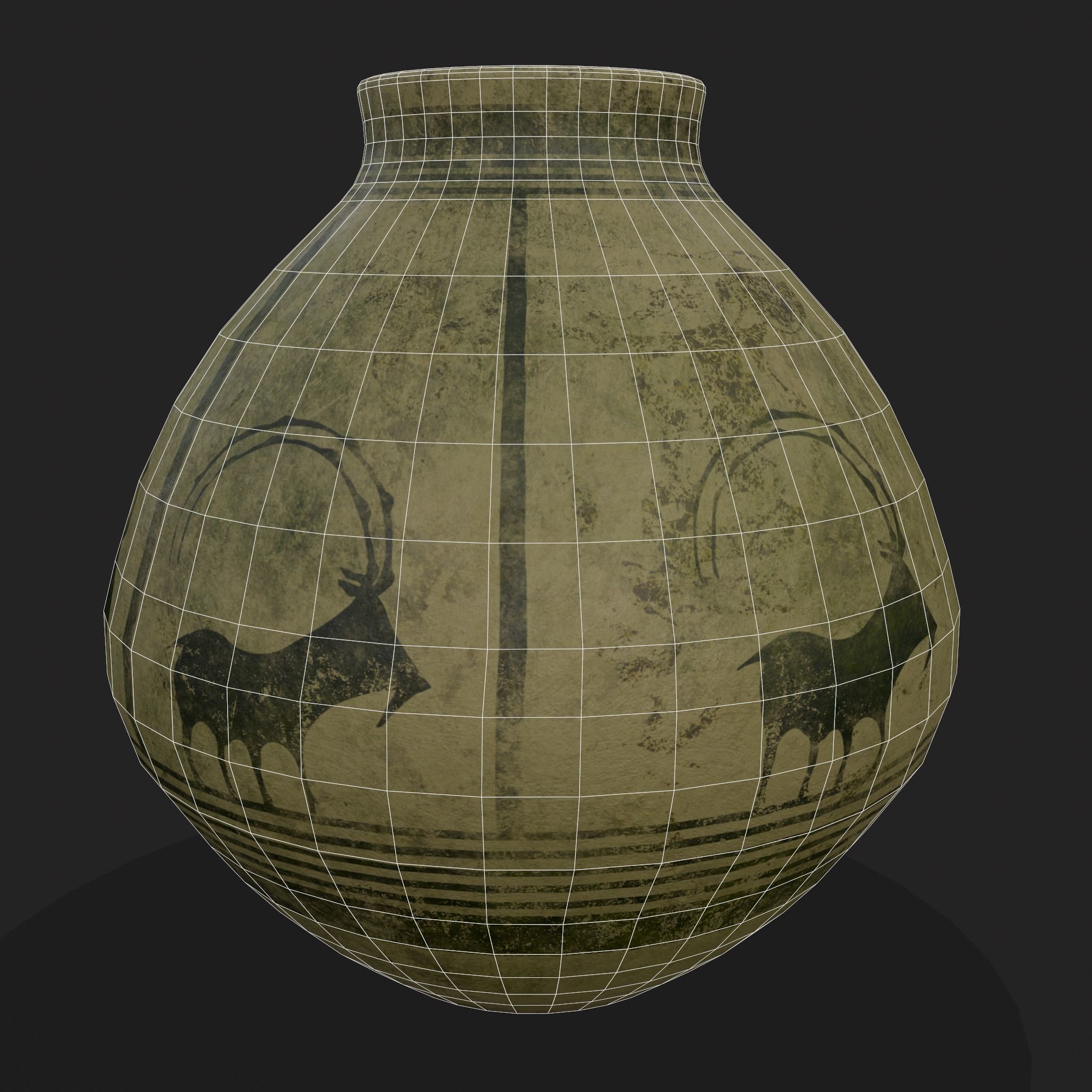 Storage Jar with Mountain Goats Low-poly 3D model_14