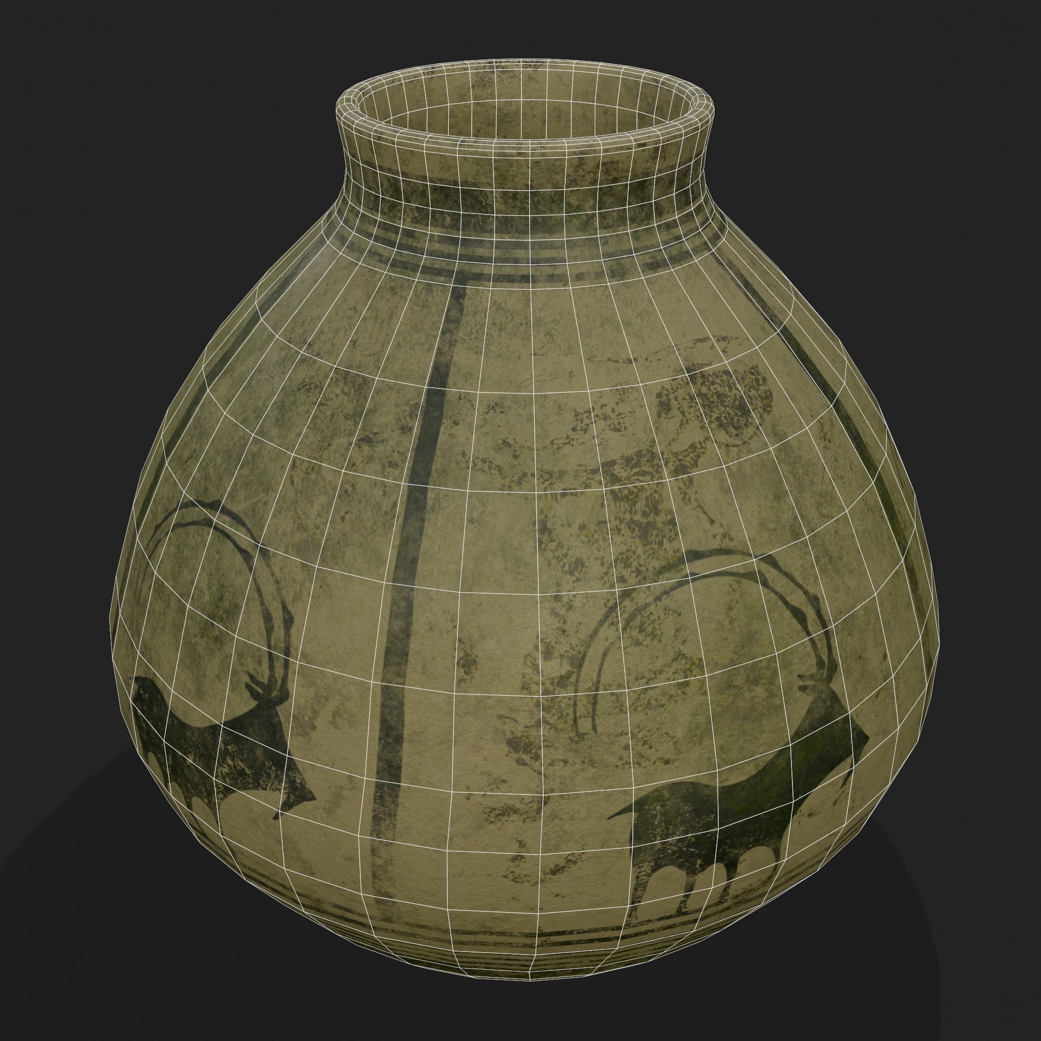 Storage Jar with Mountain Goats Low-poly 3D model_20