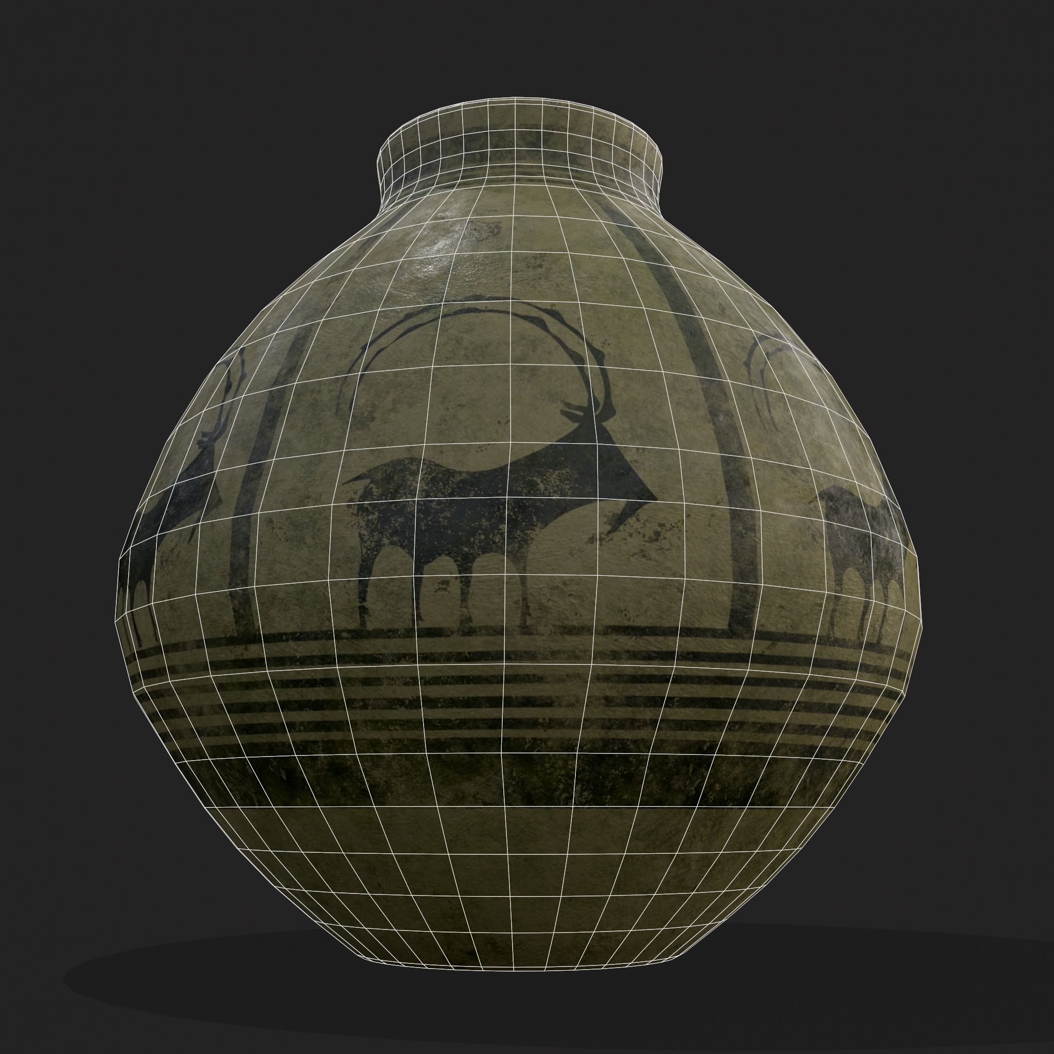 Storage Jar with Mountain Goats Low-poly 3D model_6