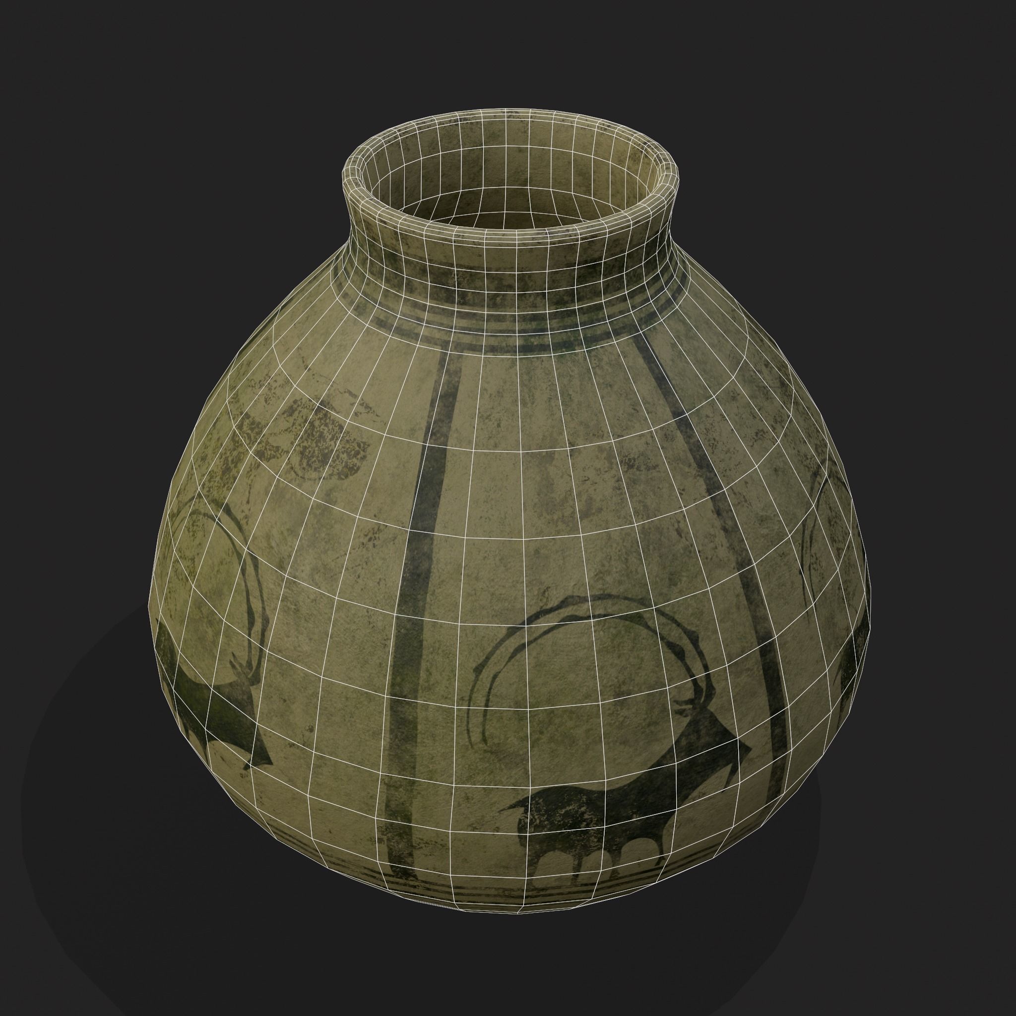 Storage Jar with Mountain Goats Low-poly 3D model_4