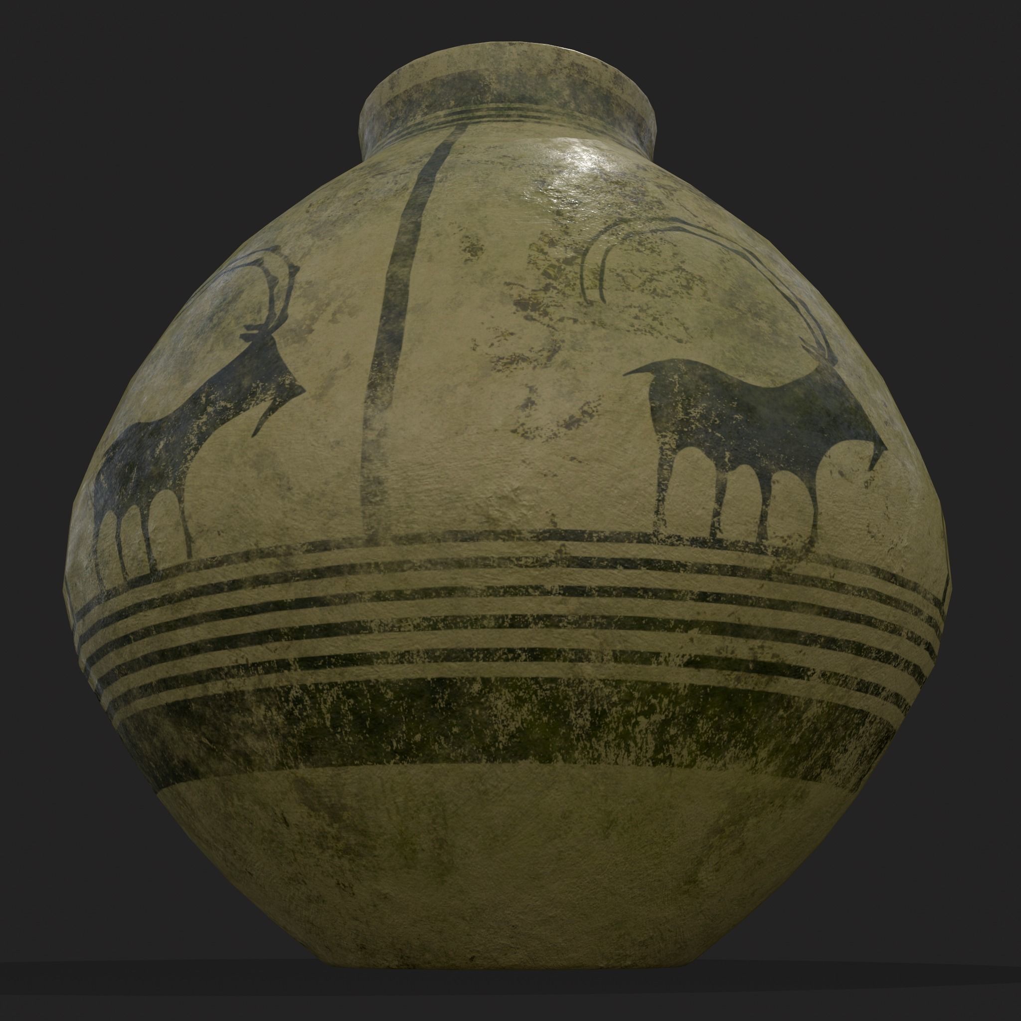 Storage Jar with Mountain Goats Low-poly 3D model_17