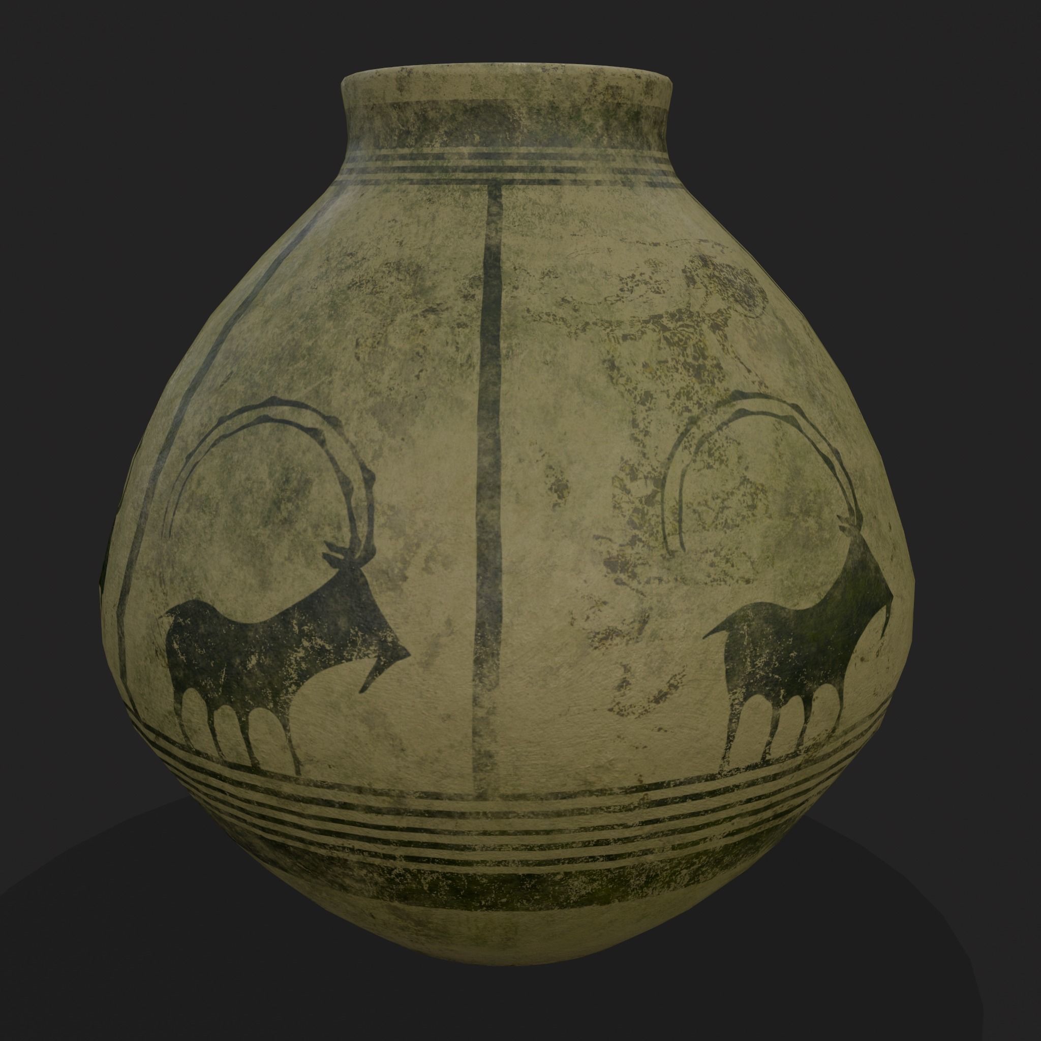 Storage Jar with Mountain Goats Low-poly 3D model_13