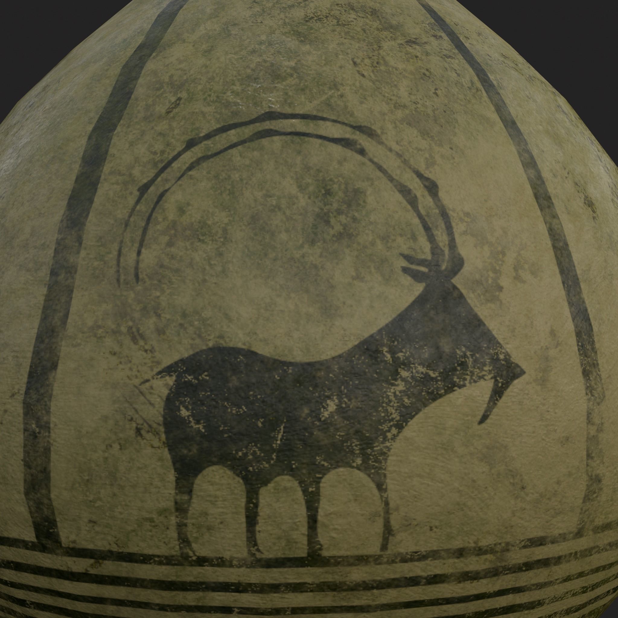 Storage Jar with Mountain Goats Low-poly 3D model_15