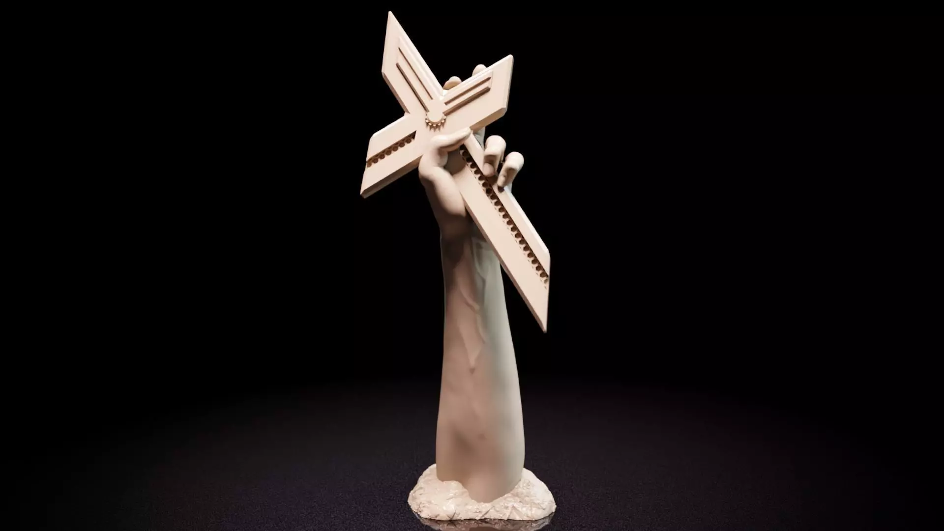 Cross hand holding pair of scissors 3D print model