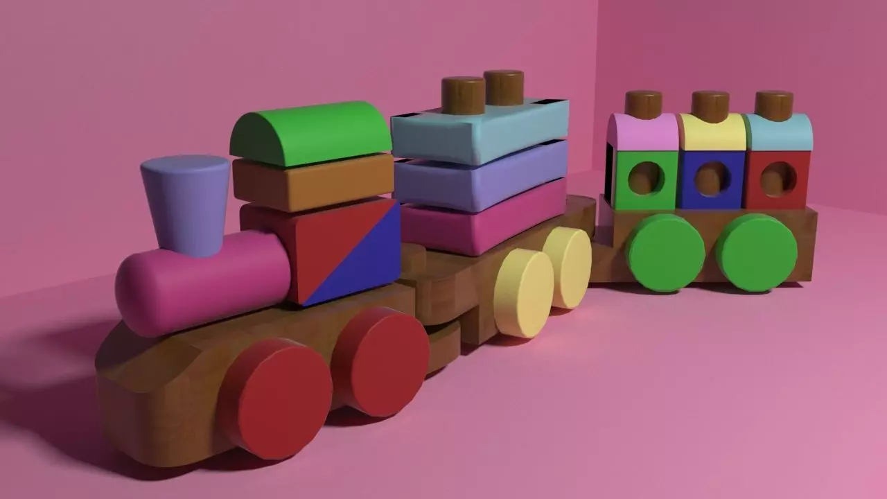 Wooden Train 3D model_0