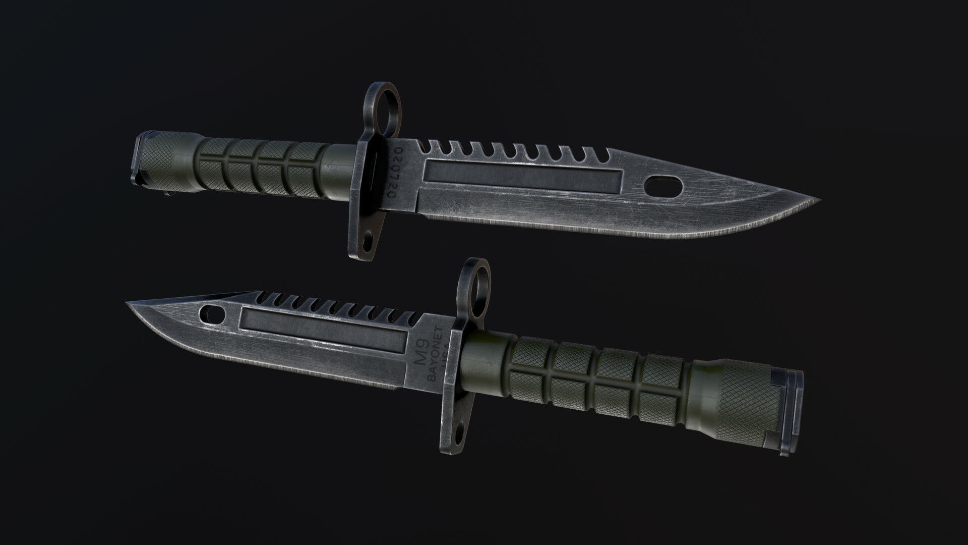 M9 Bayonet Knife Low-poly 3D model_1