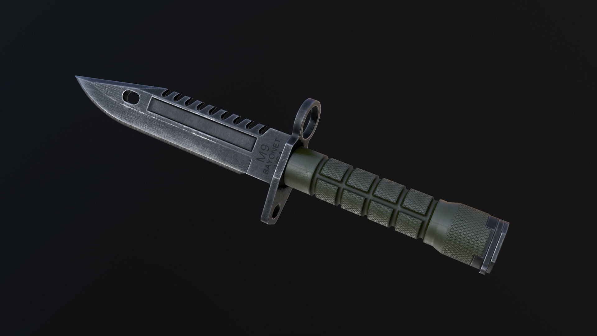 M9 Bayonet Knife Low-poly 3D model_2