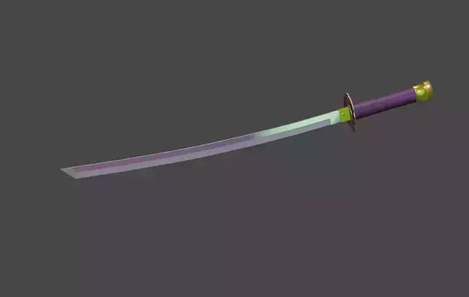 real ninja katana PBR low-poly game ready Low-poly 3D model