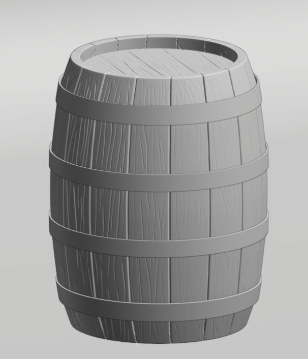 Wooden Barrel Low-poly 3D model_9