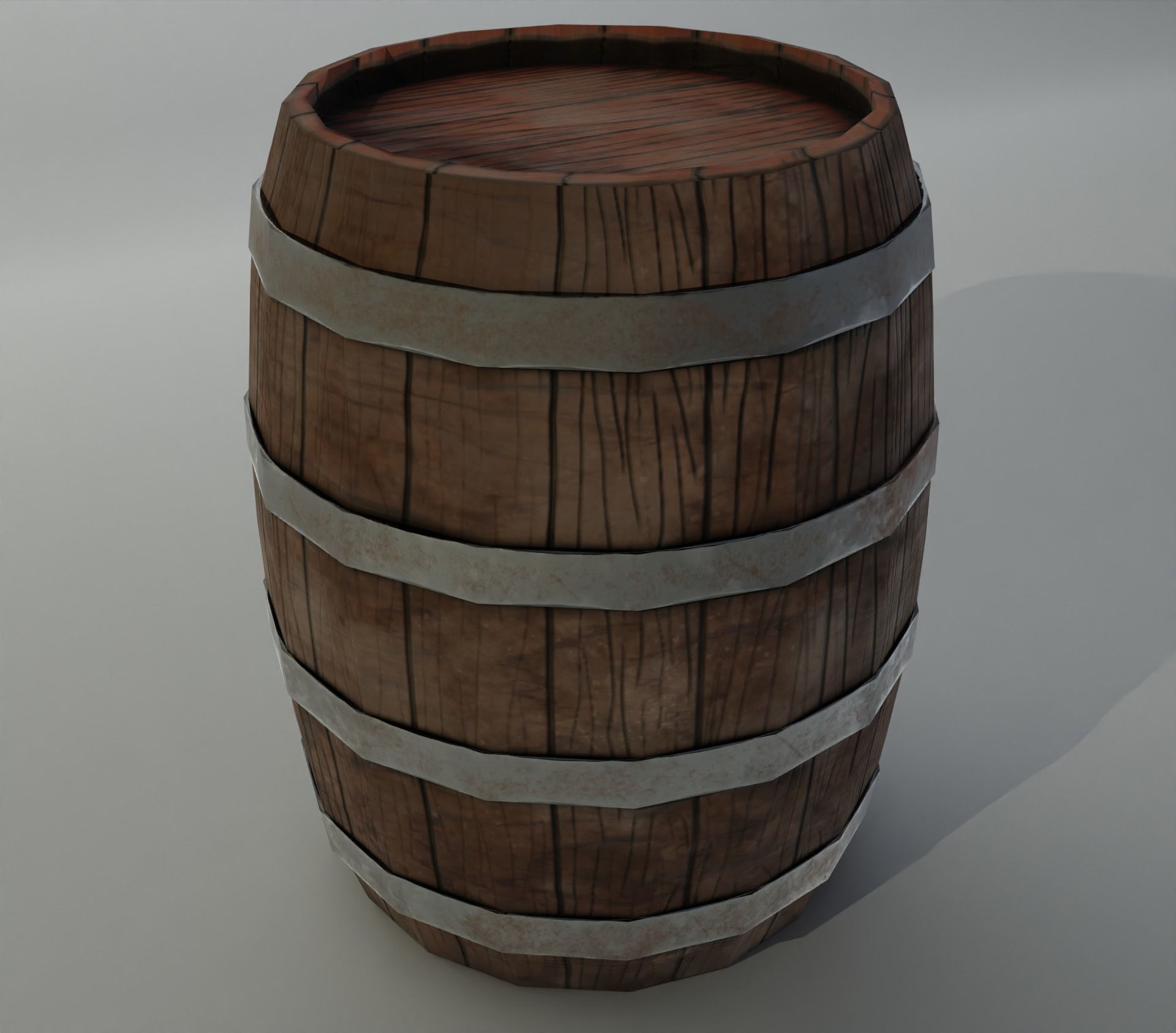 Wooden Barrel Low-poly 3D model_3