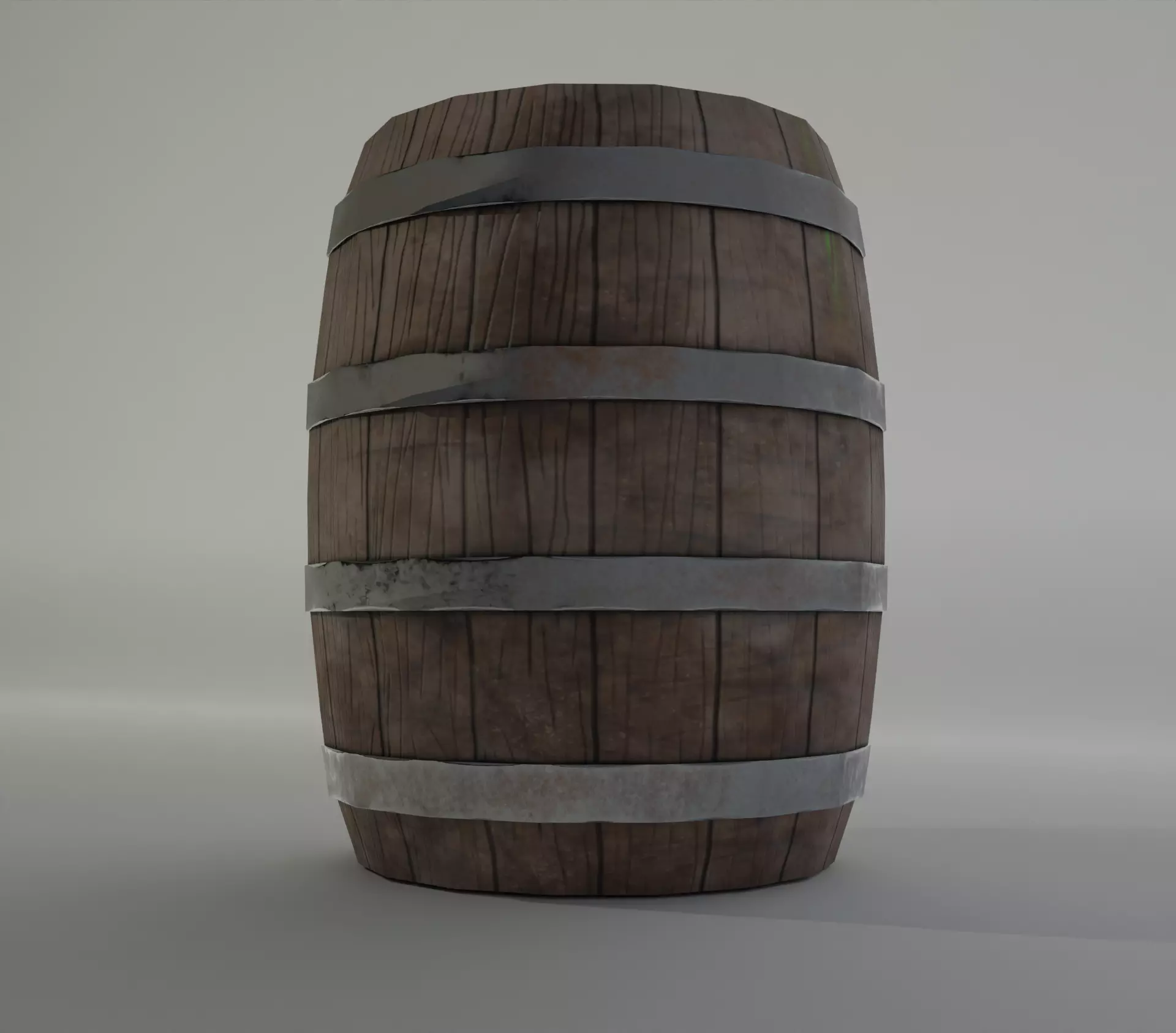 Wooden Barrel Low-poly 3D model_0