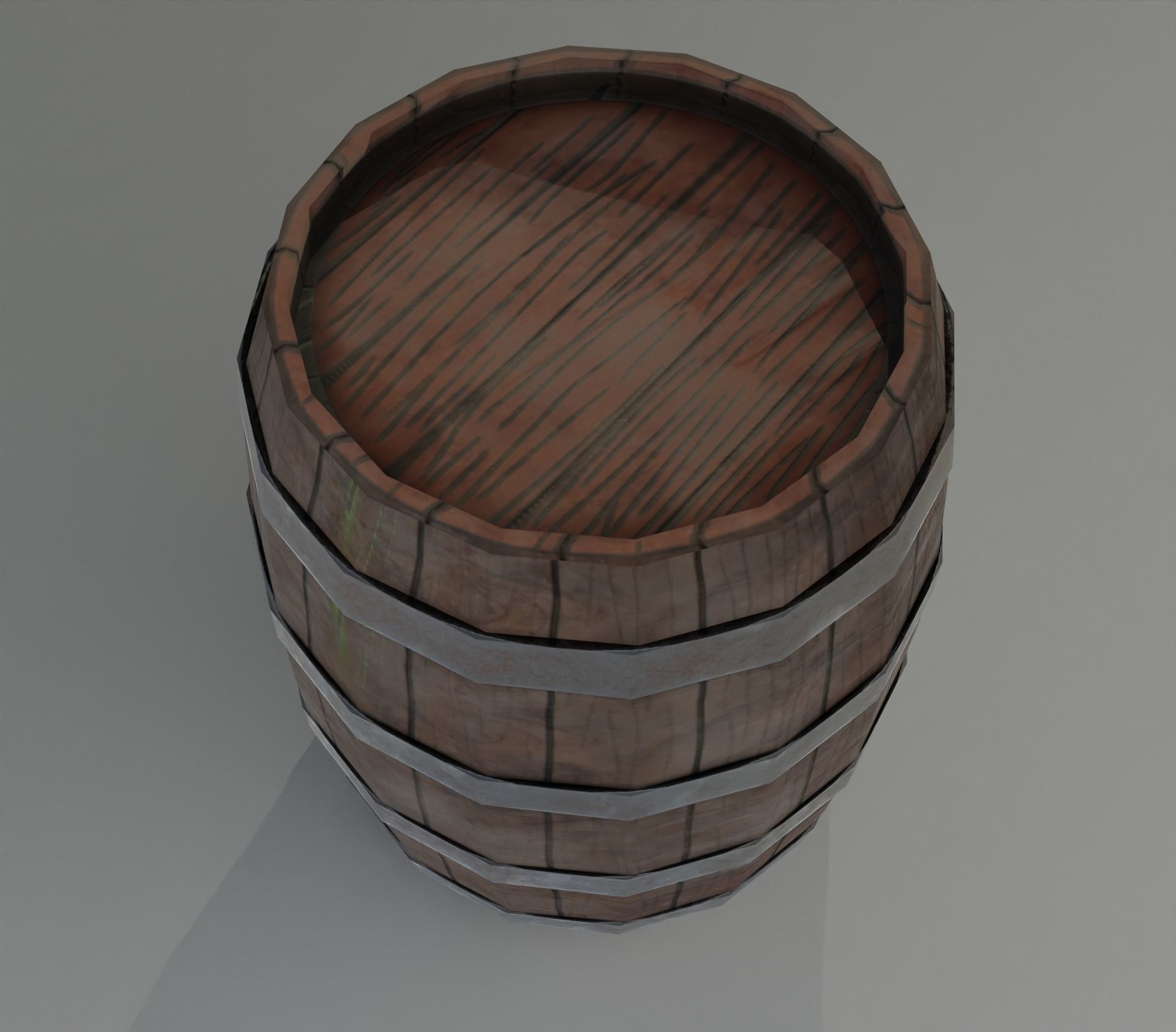 Wooden Barrel Low-poly 3D model_1