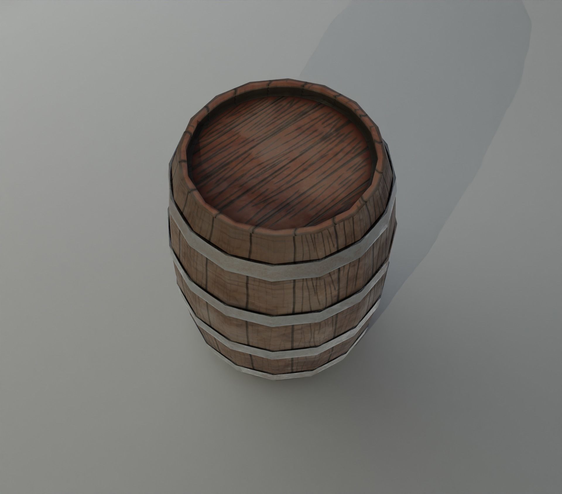 Wooden Barrel Low-poly 3D model_5