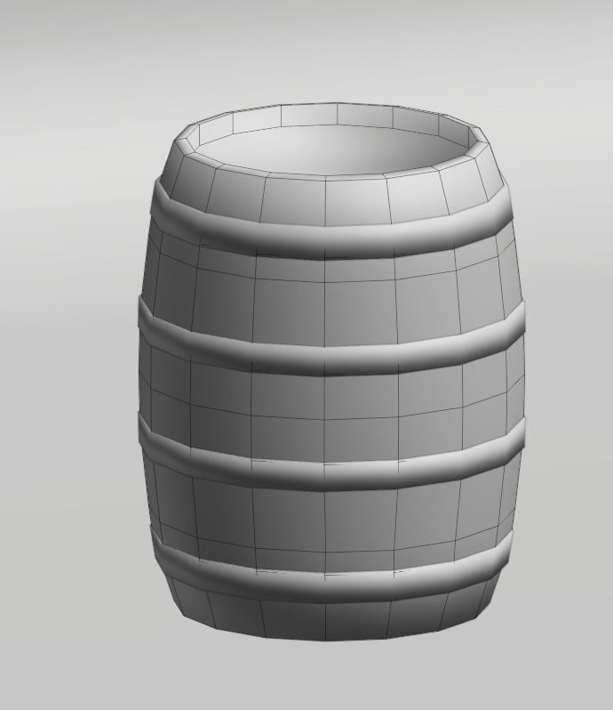 Wooden Barrel Low-poly 3D model_6
