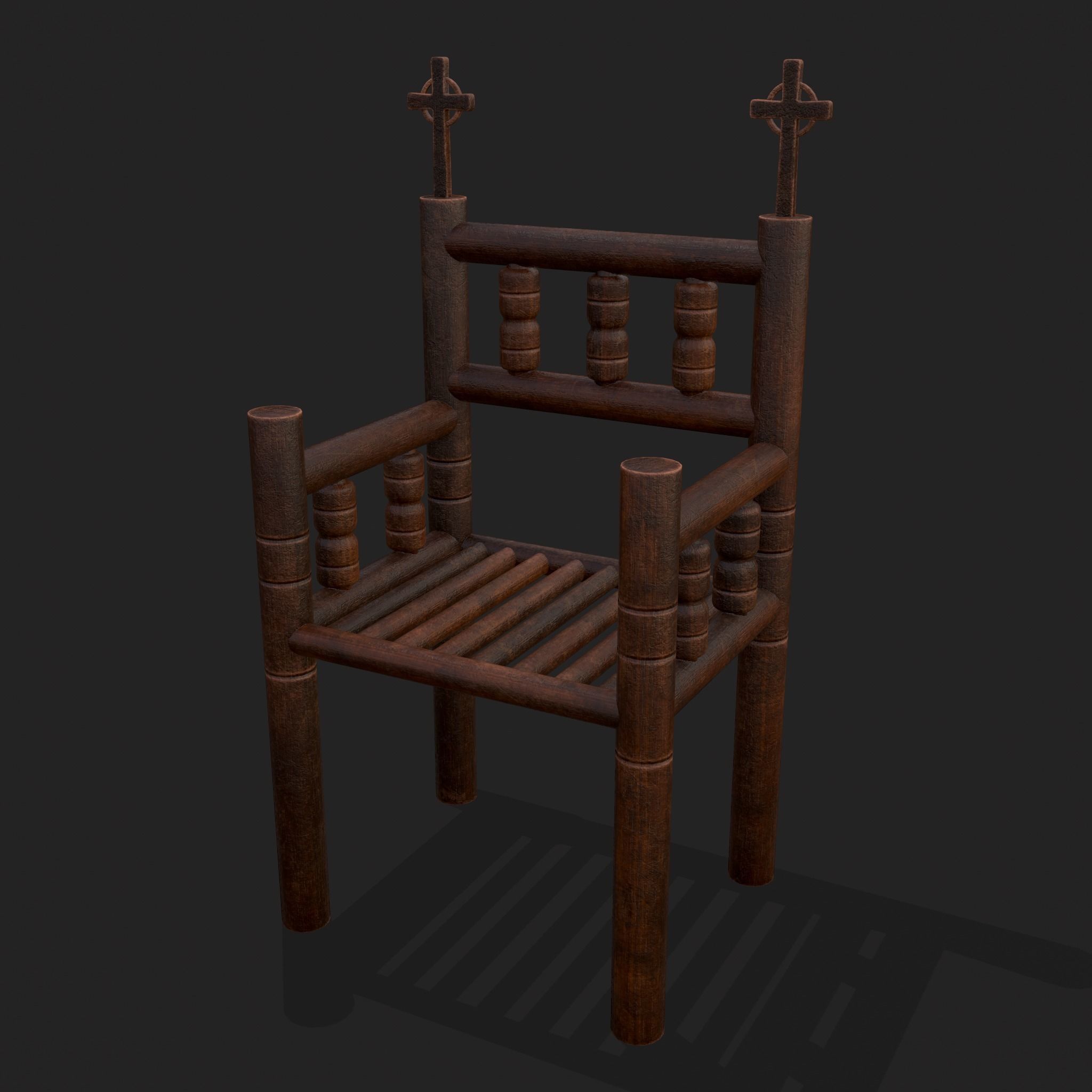 Elegant Cross Chair Low-poly 3D model_21
