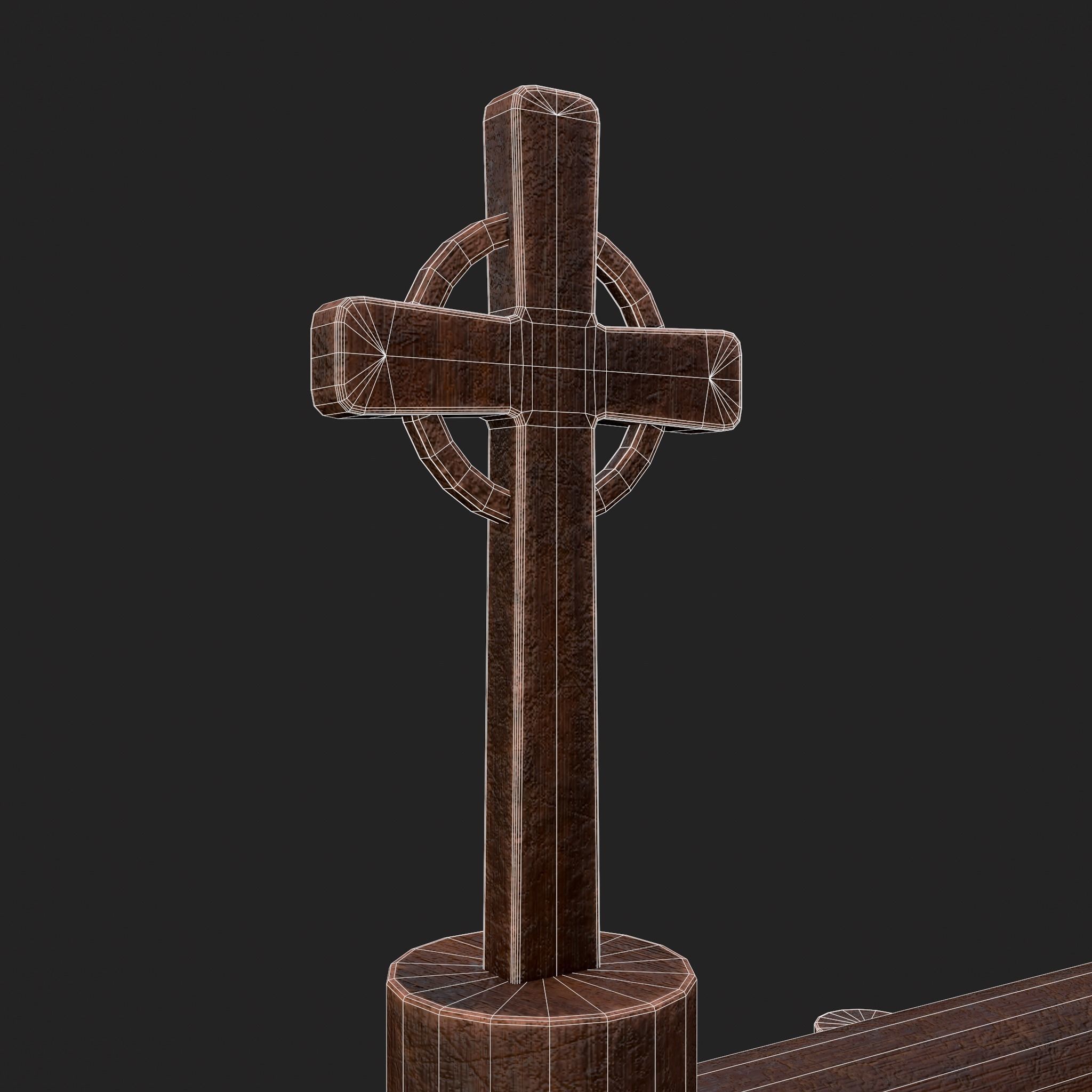 Elegant Cross Chair Low-poly 3D model_10