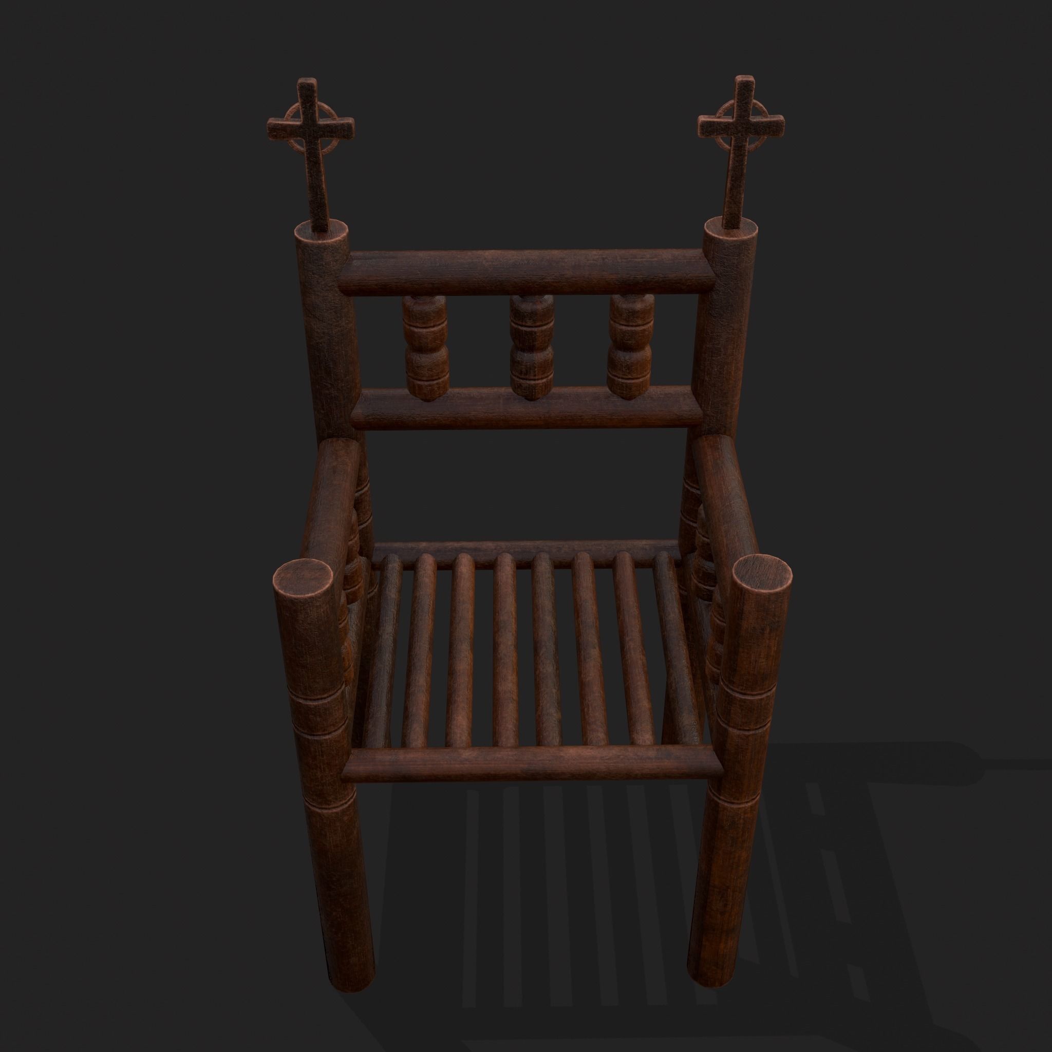 Elegant Cross Chair Low-poly 3D model_5