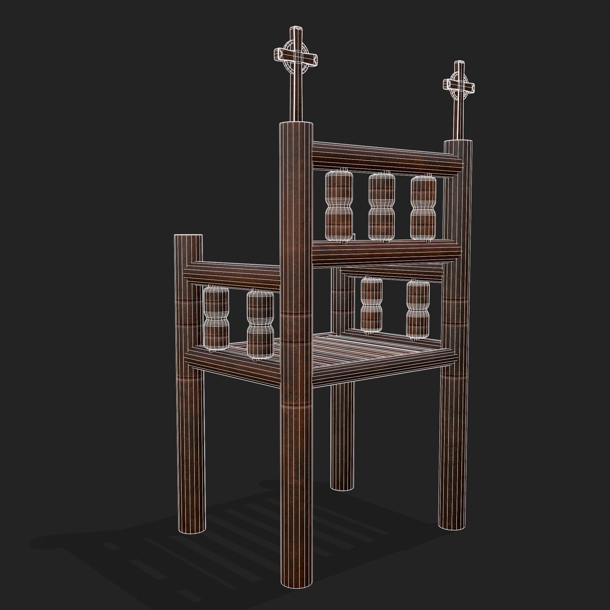 Elegant Cross Chair Low-poly 3D model_8