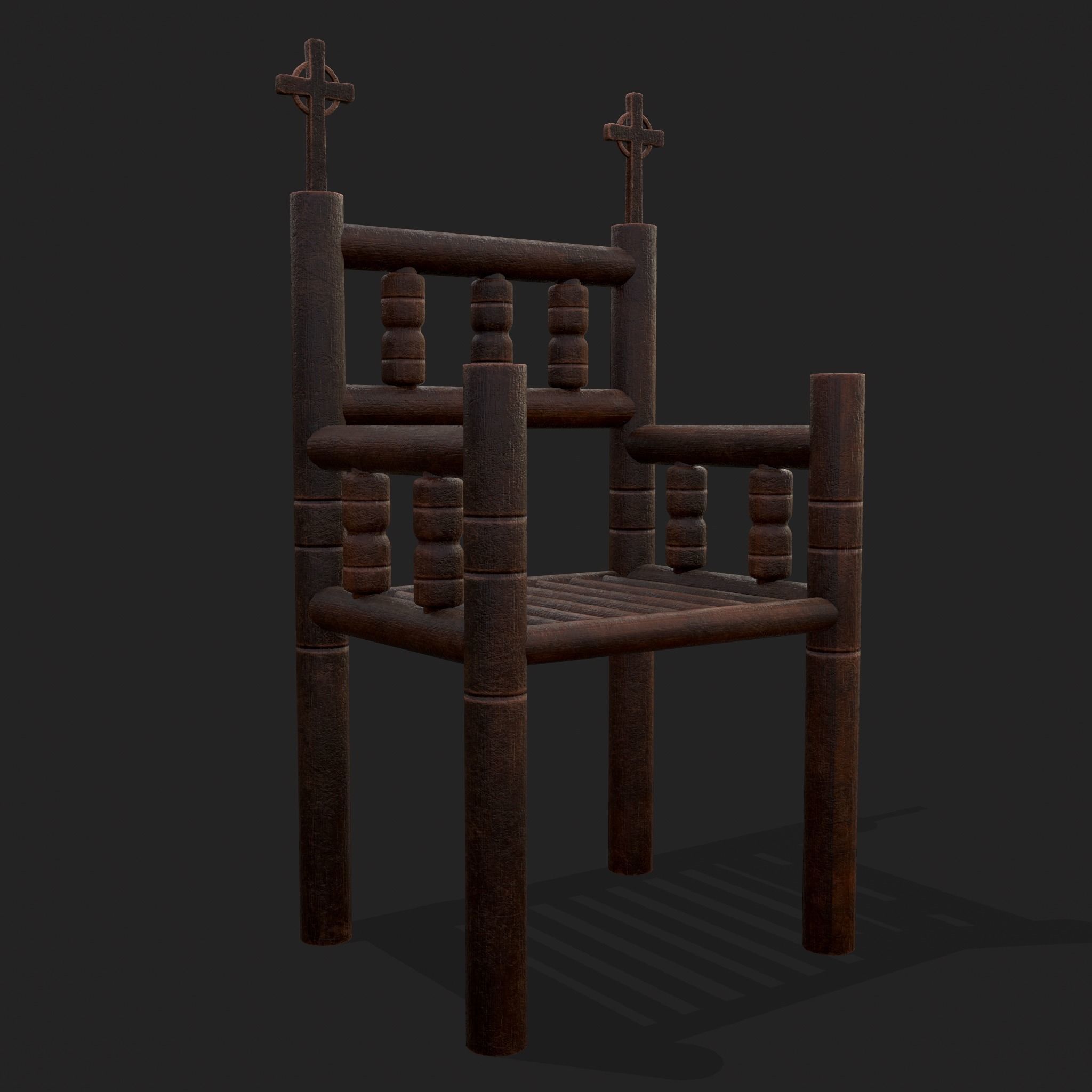 Elegant Cross Chair Low-poly 3D model_19